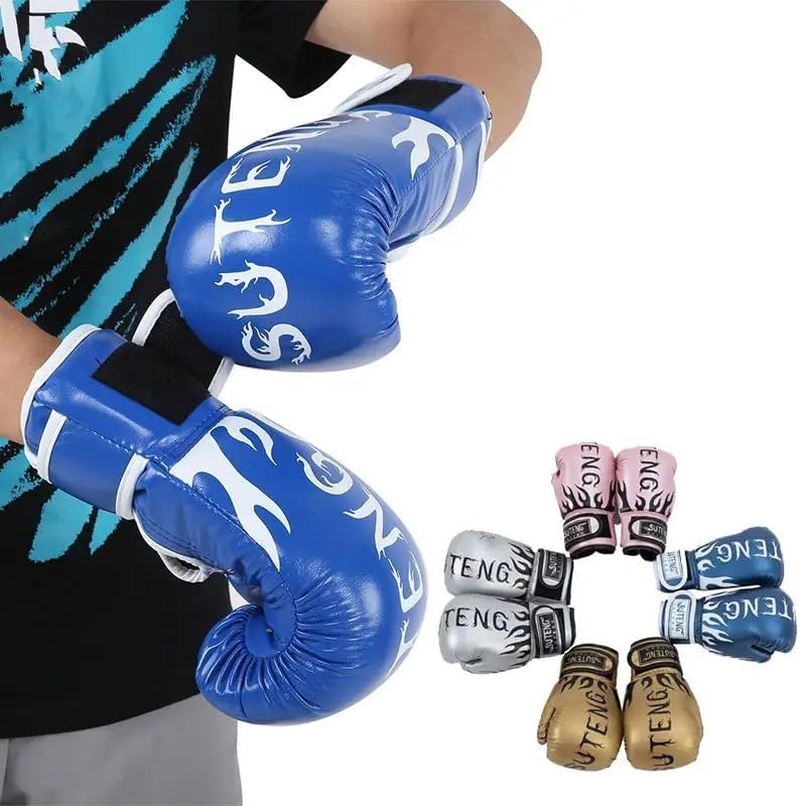 AIMALL Children Kids Boxing Sparring Training Gloves MMA Kick Boxing Punching Gloves - 3-12Y, High-Grade PU Leather & Sponge, Ventilated, Protective, 25X15X3Cm - Blue image number 7