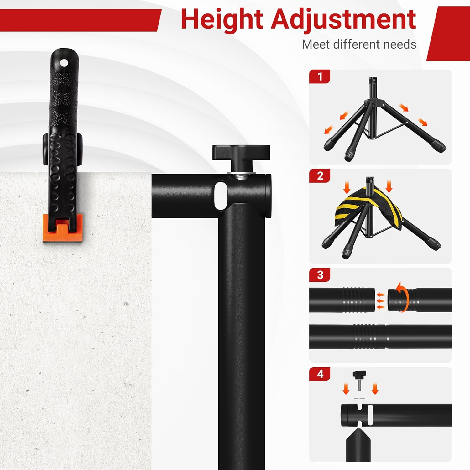 Jsungo Backdrop Stand, Adjustable 10X7.5 FT Background Stand Backdrop for Parties, Photo Video Studio, Portable Photography Backdrop Stand with Carrying Bag, 6 Backdrop Clamps, and 2 Stand Bags image number 5
