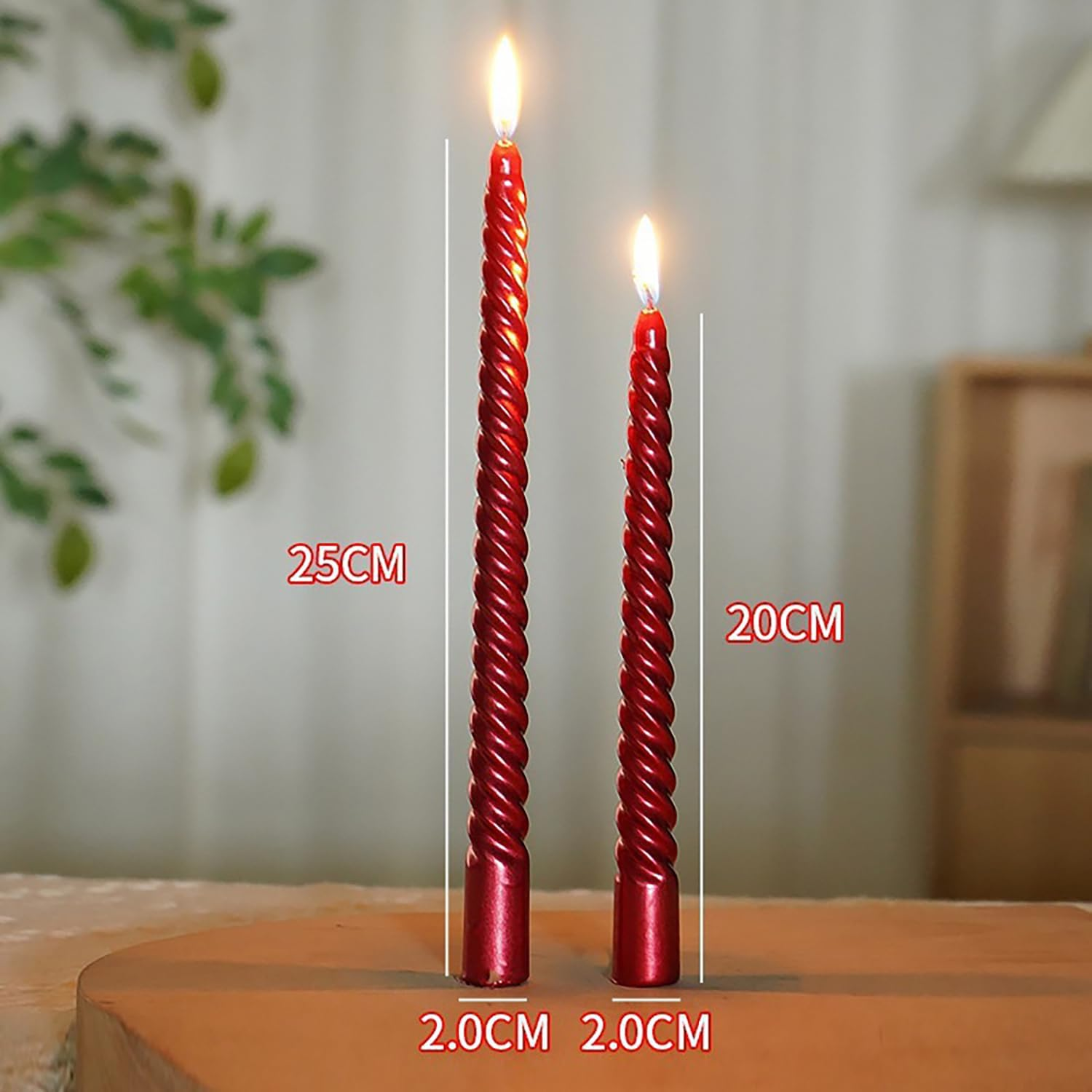 Spiral Taper Candles for Home Decoration, 12 Pack Candles (25Cm / 10 Inch) for Wedding Dinner Party Holiday Birthday Celebration, Dripless and Smokeless (Red) - Red image number 4