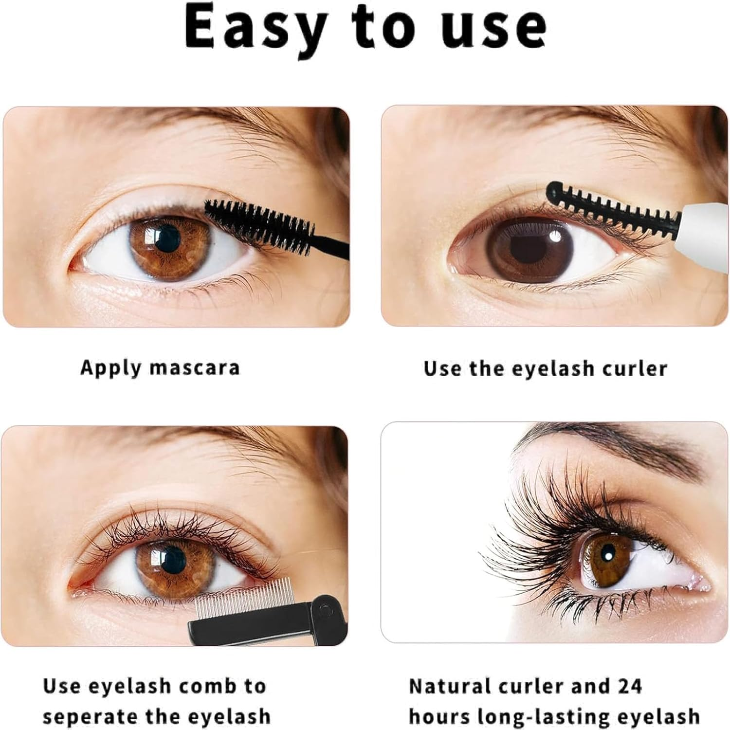 Heated Eyelash Curler, Electric Eyelash Curler with Comb 3 Temperature Settings for Achieving Natural Curl and Long-Lasting Lashes, Makeup Tool for Women, White image number 2