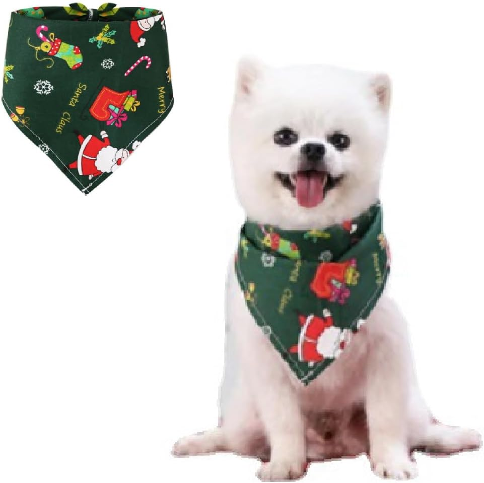 JTKREW Pack of 2 Christmas Pet Bandanas Dog Bandanas and Triangular Bandanas Festive Design image number 3