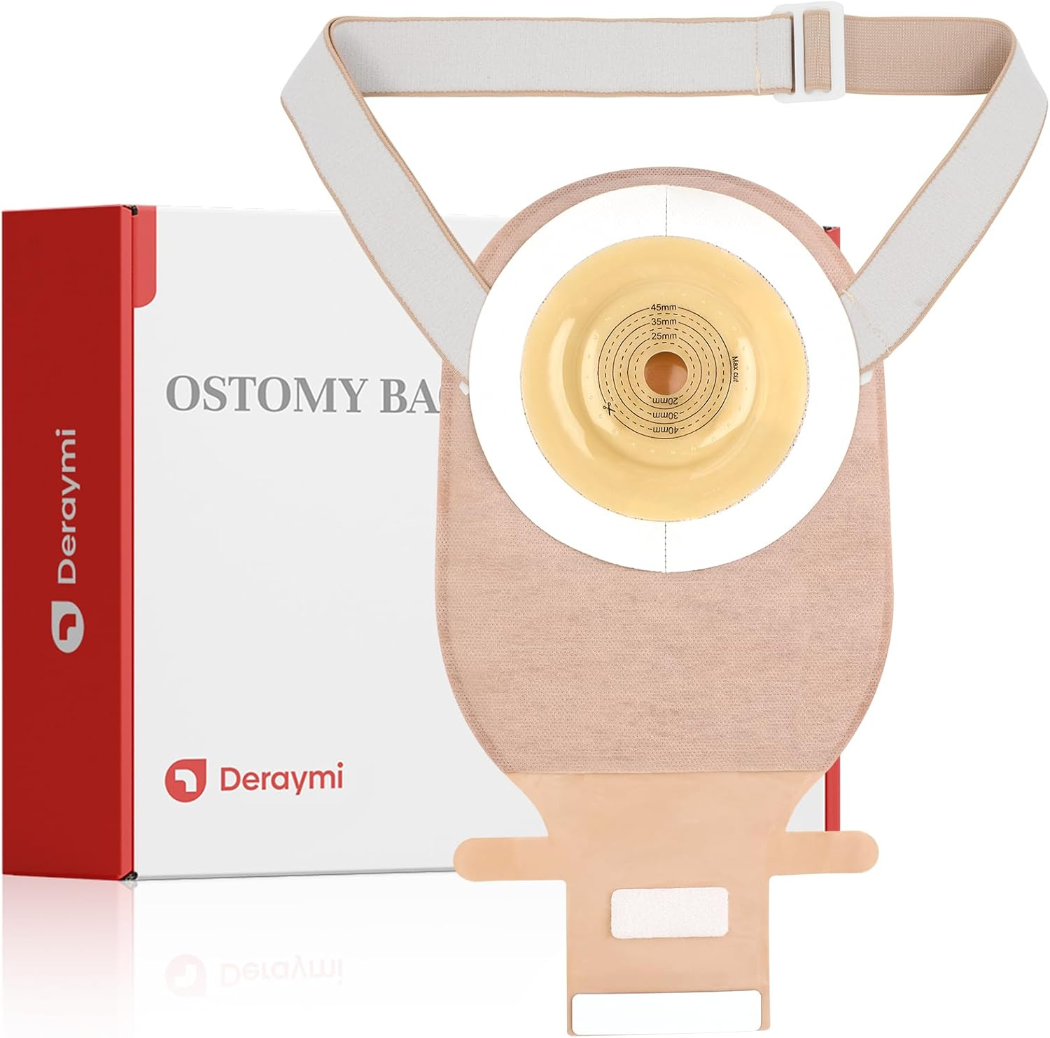 DERAYMI 10 Pack Colostomy Bags Convex with a Belt, One Piece System Ostomy Bag Drainable Pouches Ostomy Supplies Bags for Uneven Wrinkled Skin Irregular Stoma Cut-To-Fit 20-45Mm image number 5