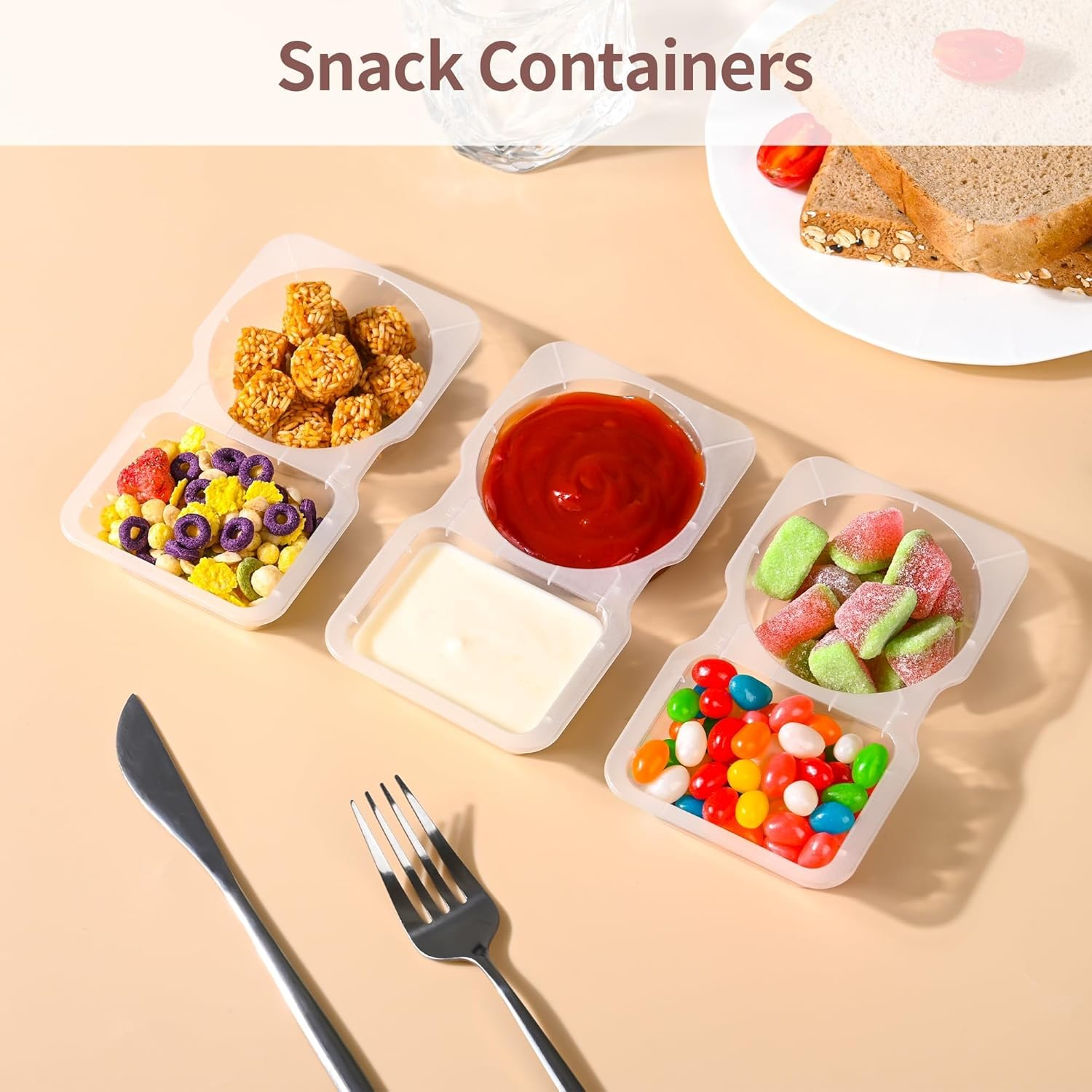 25PCS Double Compartment Condiment Containers with Lids, Reusable Snack Containers for Refrigeration and Portion Control, Takeaway Sauce Dip Case, Great for To-Go Sauce, Sampling, Travelling Snacks image number 1
