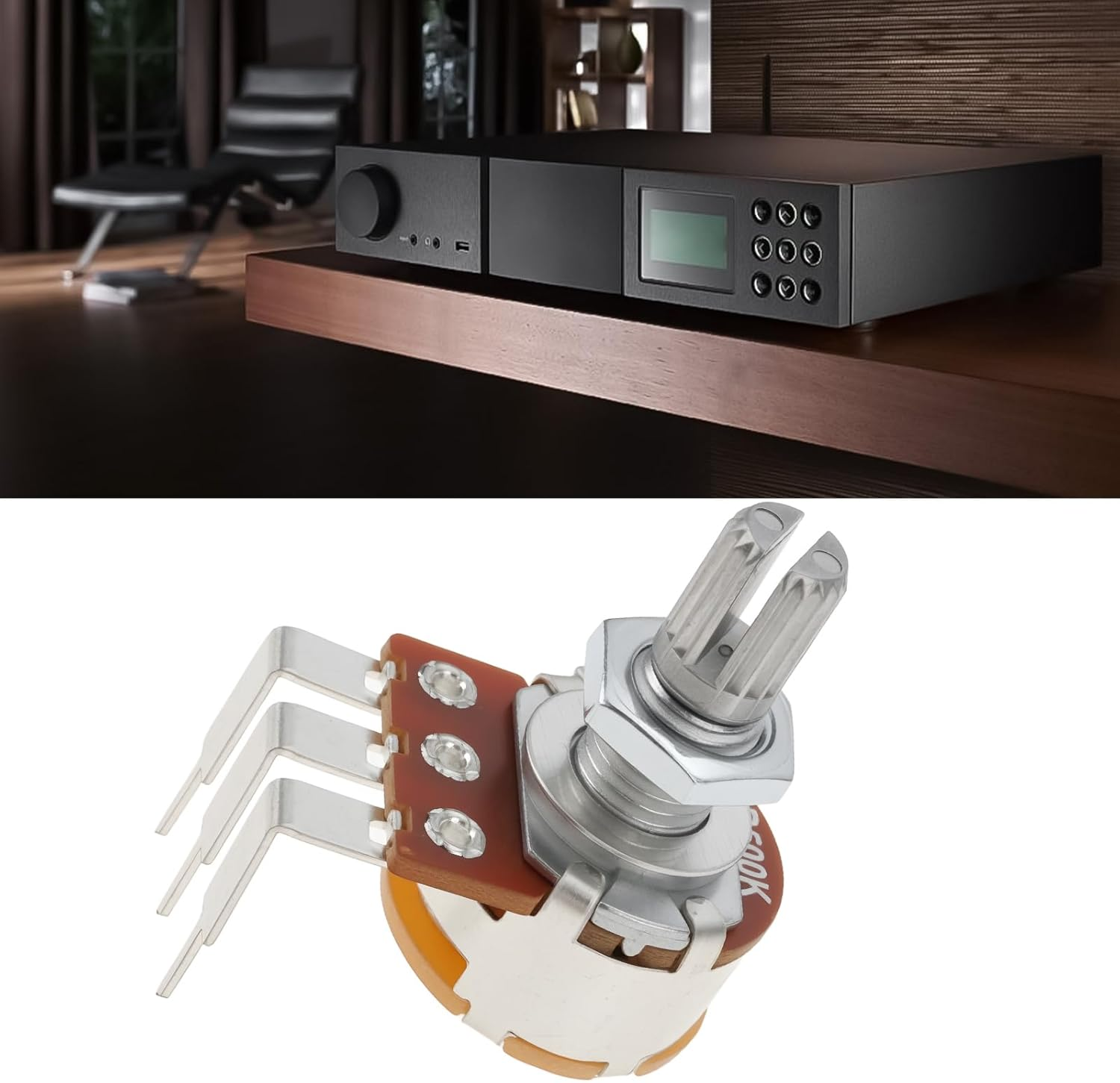 Be in Your Mind 5Pcs B500K 500K Three Terminal Angled Linear Potentiometer for Audio Adjustment Power Amplifier Equipment with Washers and Nuts image number 6