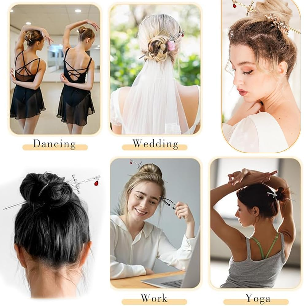 4Pcs Ancient Style Sword Hairpin Hair Chopstick Hair Bun Accessories Women Hair Stick Formal Hair Accessories for Women Hair Bun Stick Hair Accessories for Bun Hair Stick Women Girl Gifts image number 3