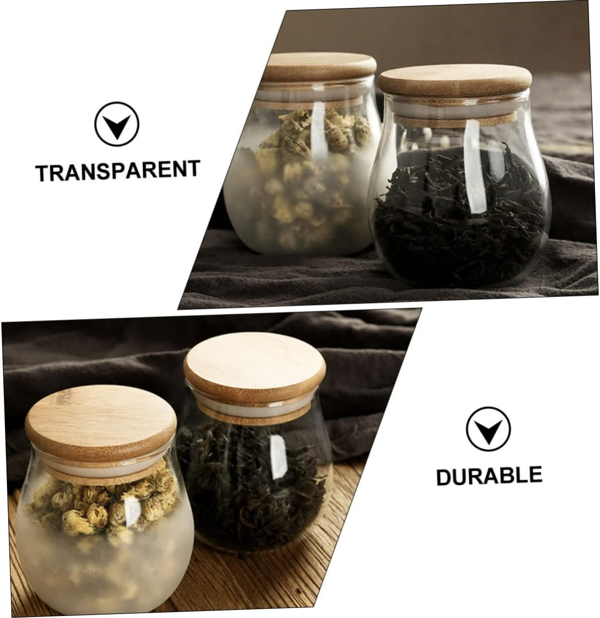RORPOIR Tea Canister Tea Storage Jar Glass Food Storage Container for Home Office Kitchen Travel Use image number 5