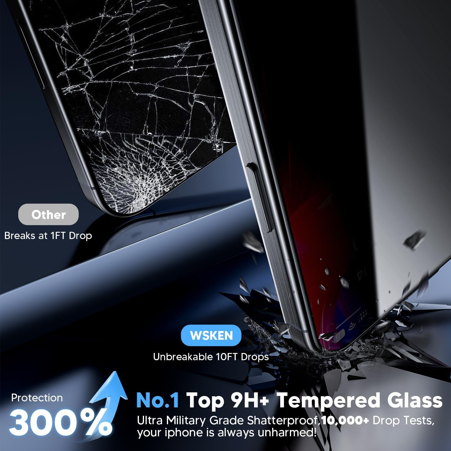 WSKEN for Iphone 16 Pro Privacy Screen Protector - [28&deg;Anti Spy][Auto-Dust Removal]Anti Glare Full Coverage 9H Hardness Tempered Glass Easy Installation,Bubble Free,Anti Fingerprint,Anti Scratch image number 2