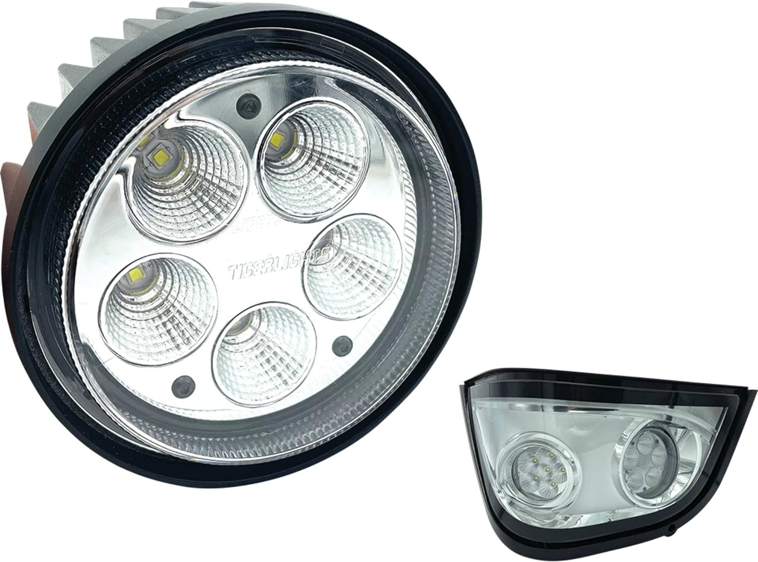 TIGERLIGHTS TL8620 12V LED Large round Headlight Compatible With/Replacement for John Deere 6105M, 6105R, 6110M, 6110R, 6115M, 6115R, 6120M, 6125M, 6130R AL206153 Flood Off-Road Light image number 6
