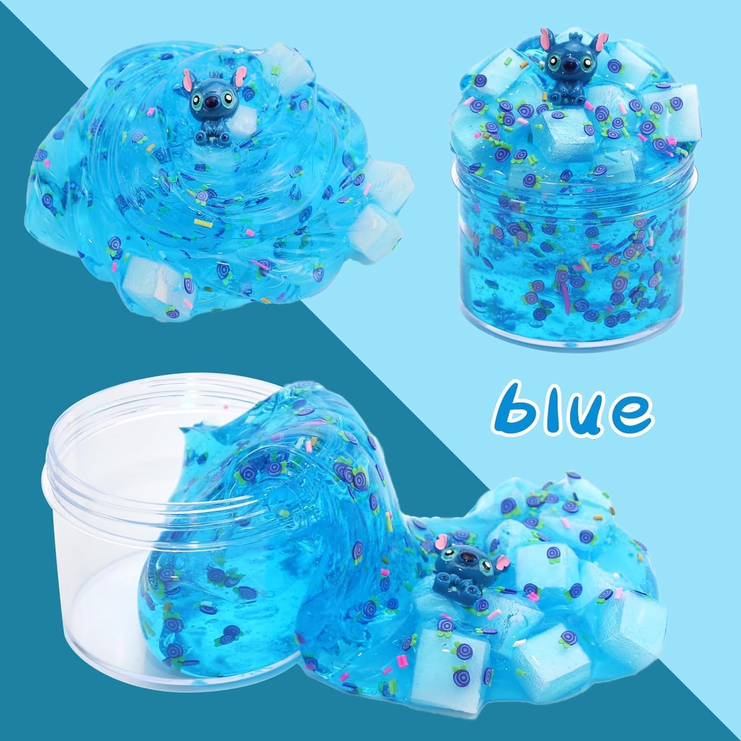 1KG Jelly Cube Clear Slime Kit 8 Pack for Kids, Crunchy Water Slime with Peachybbies, Stress Relief Toy, Party Favors for Girl Boys 6 7 8 9 10 11 12