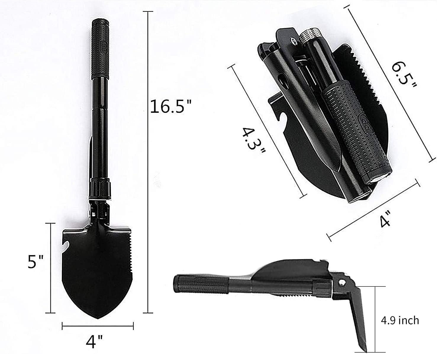 Folding Survival Shovel - Mini Heavy Duty Carbon Steel Military Style Entrenching Tool for off Road, Nylon Carry Case, Camping, Gardening, Beach, Digging Dirt, Sand, Mud & Snow image number 5