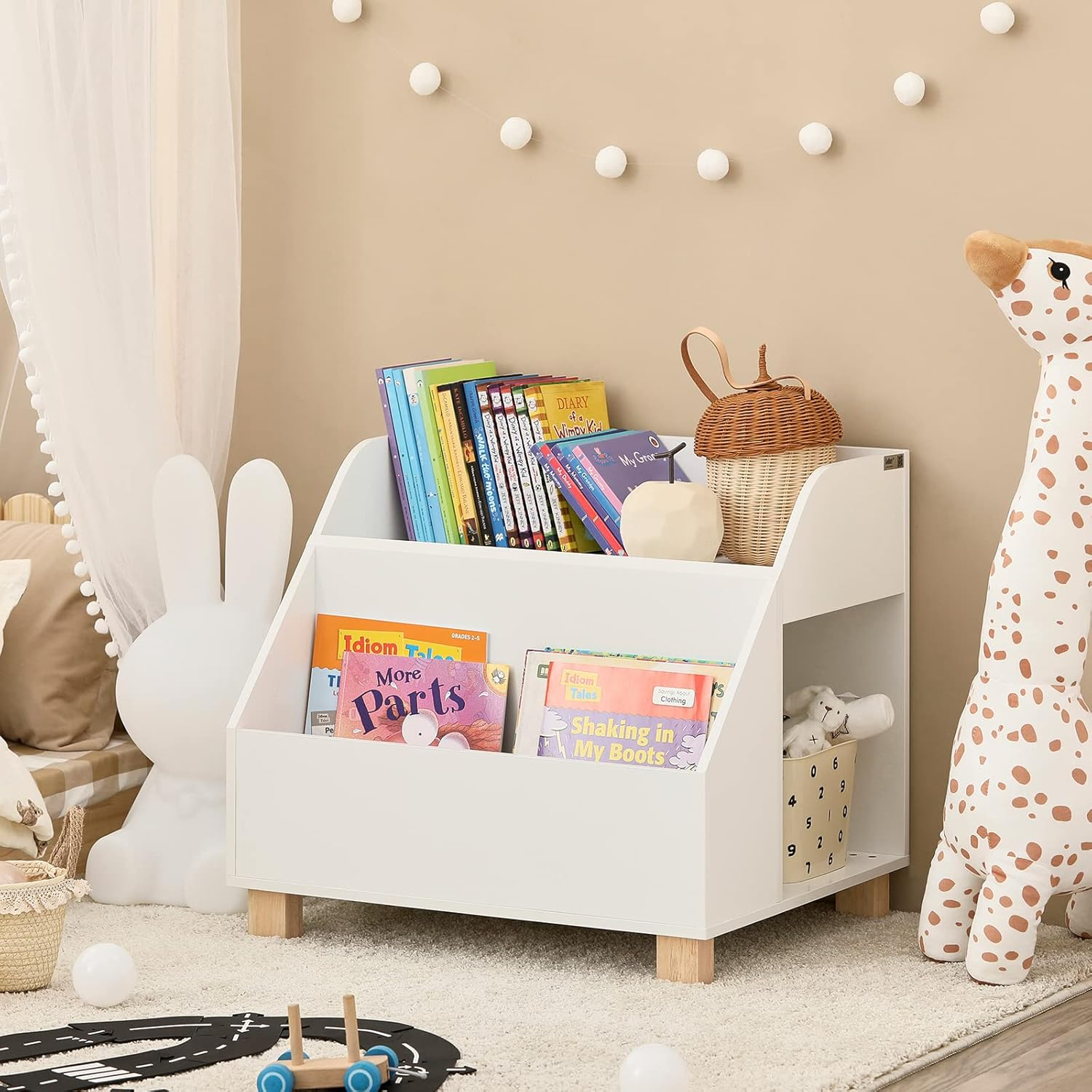 Sobuy Kmb54-W,Children Kids Storage Bookcase,Book Shelf Toy Shelf Storage Display Shelf Rack Organizer with 3 Storage Compartments,White image number 3