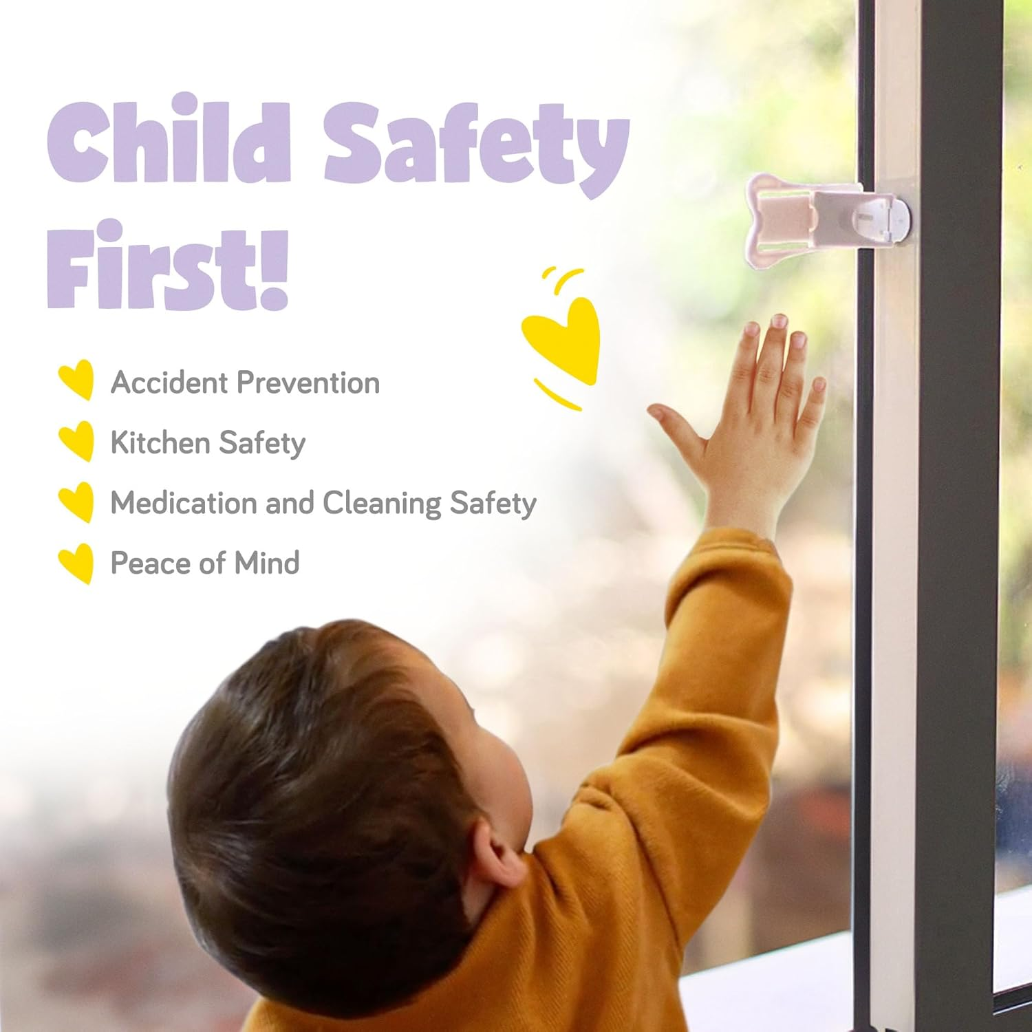 Ashtonbee Sliding Door Lock for Child Safety - Baby Proof Doors & Closets. Childproof Your Home with No Screws or Drills by (Set of 2 White) image number 5