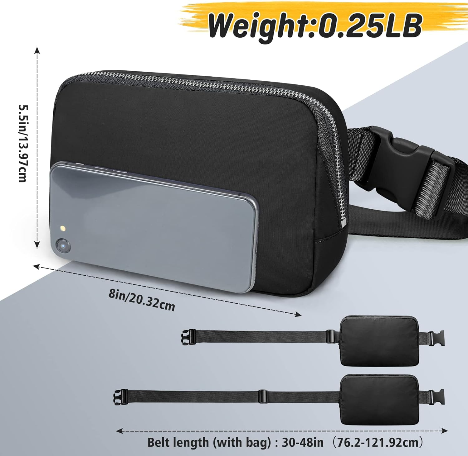 ZOMAKE Fanny Pack for Men and Women, Slim Belt Bag Water Resistant Waist Bag Pack for Travel Hiking Running Cycling Outdoor Sports image number 2