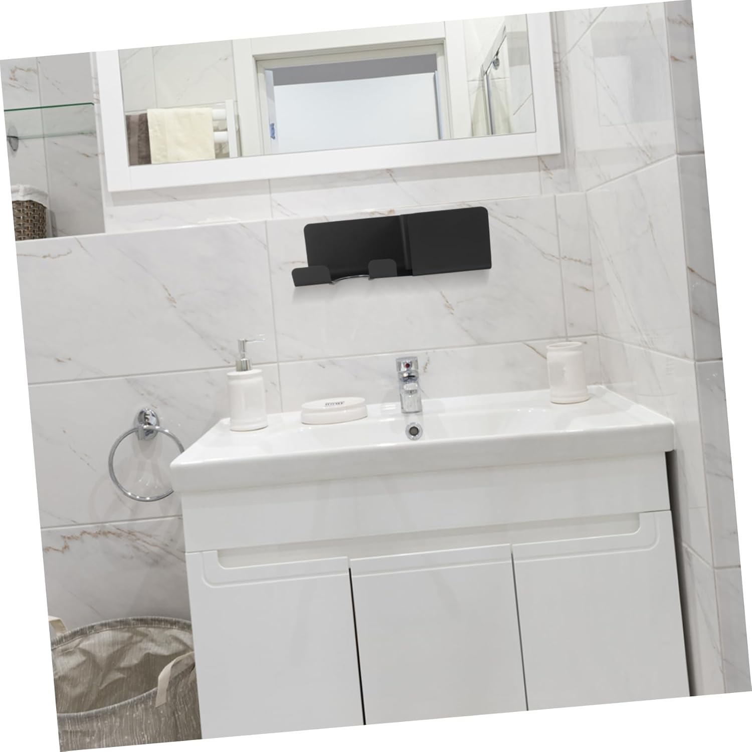 FOYTOKI Hair Dryer Holder Wall Mounted Bathroom Storage Rack for Hair Dryers Accessories Space Saving Organizer for Comb Clips More Durable Practical Design image number 3