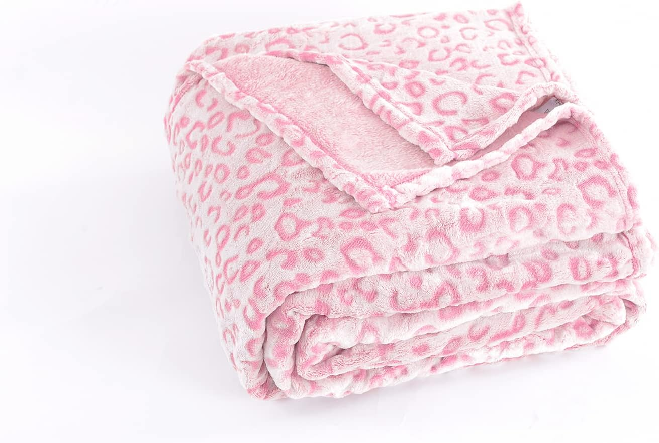 PLEASANT BOULEVARD | Leopard Throw Blanket Fleece, Premium Lightweight Cozy Warm Plush Microfiber Bedspread for Couch Sofa and Bed (Pink, Throw (50 X 60 Inches)) image number 5