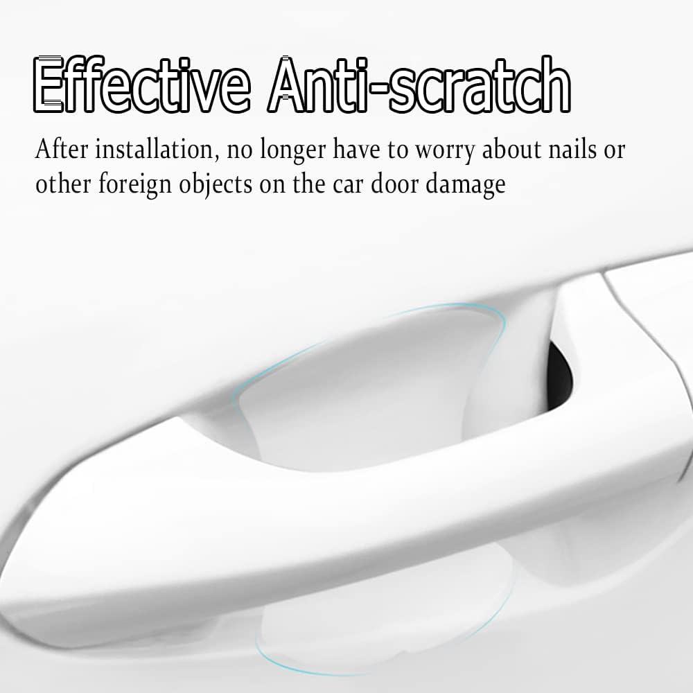 ASUBHA 4PCS Car Door Protector, Universal Waterproof Anti-Scratches Car Door Cup Protector, Transparent, Carbon Fiber Texture, TPU Material image number 6