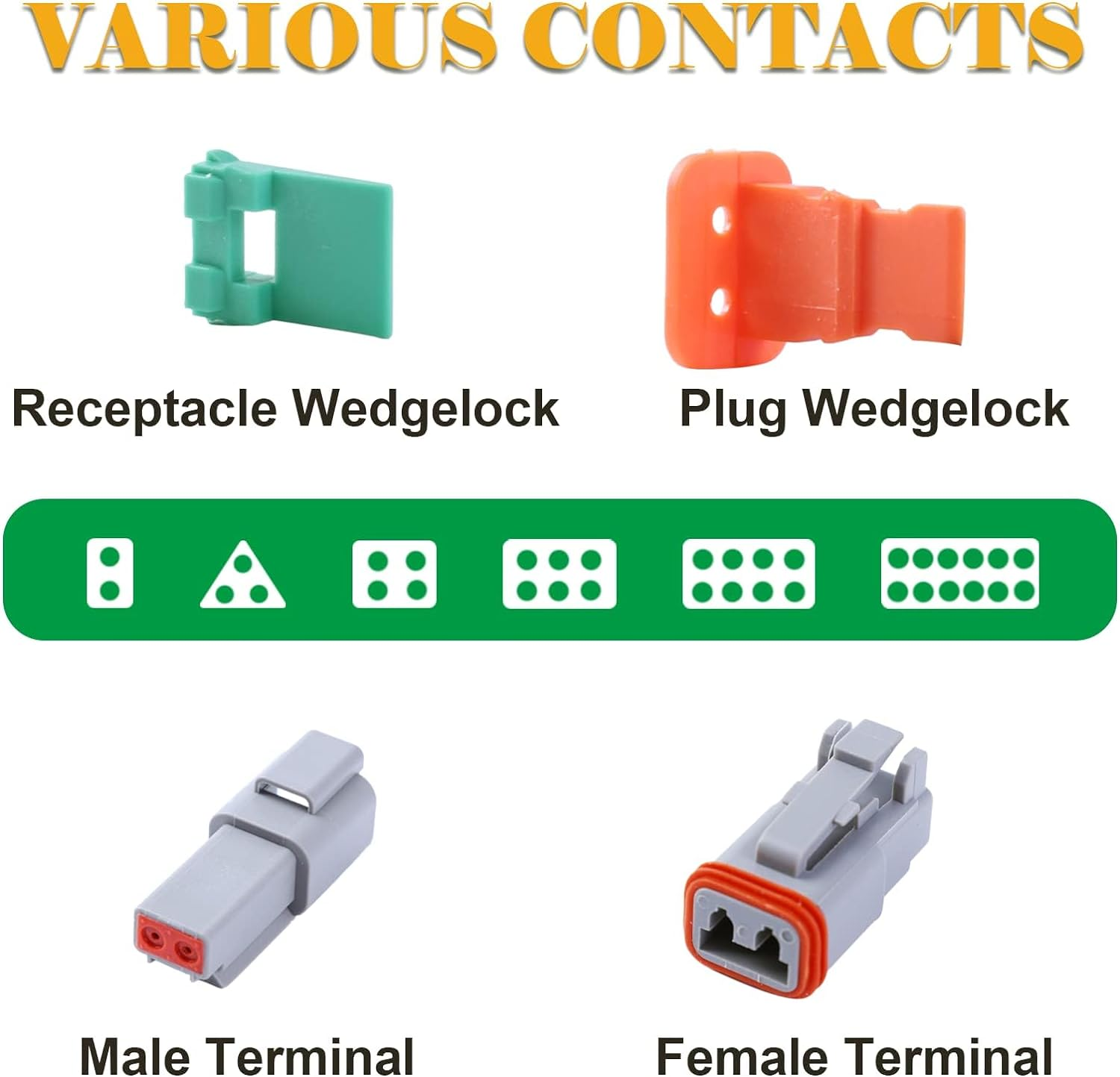 MTJNYZA 242Pcs Deutsch DT Male/Female Electrical Car ​Connector Plug Kit (2,3,4,6,8,12-Way/Pin) Car Waterproof Male Connector & Wiring Harness Male and Female Pair Plug-In Combination Box. image number 5
