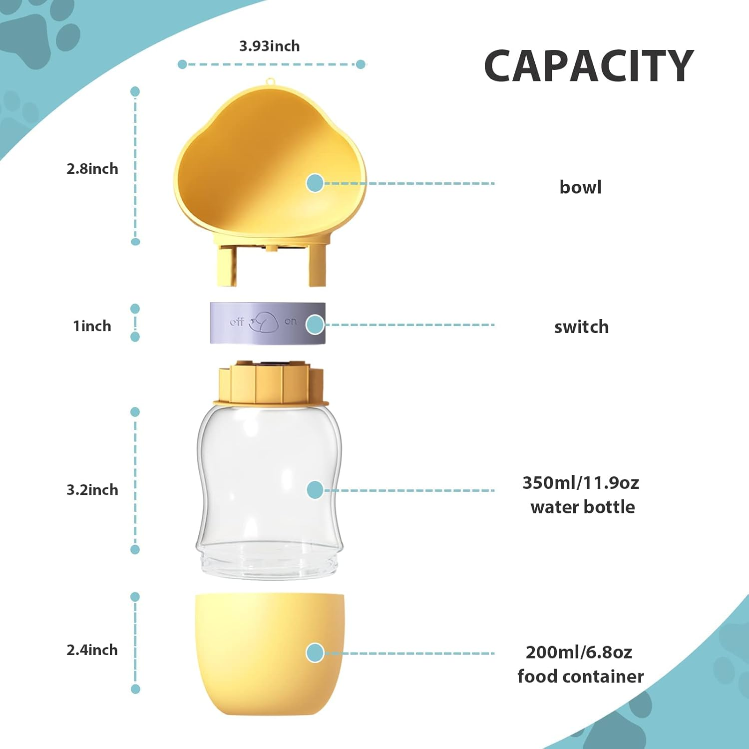 Zalati Dog Water Bottle 2-In-1 Portable Dog Water Feeder Container Feeding Bowl for Hiking Travel to Go 12.7 Oz image number 1