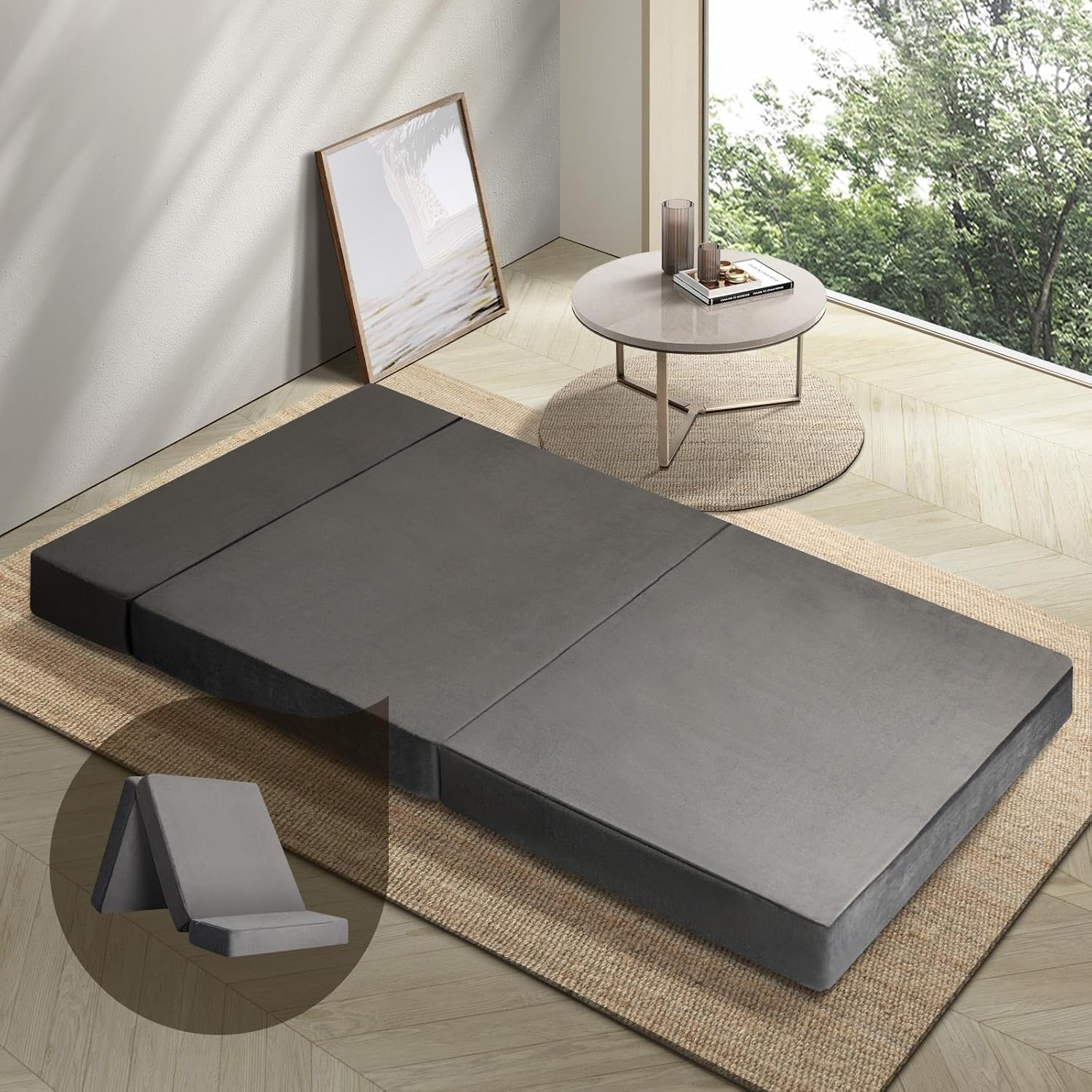 Bedra Bedding Folding Foldable Mattress with Velvet Fabric Cover Floor Bed Mattress Pad 70 * 184 * 12Cm