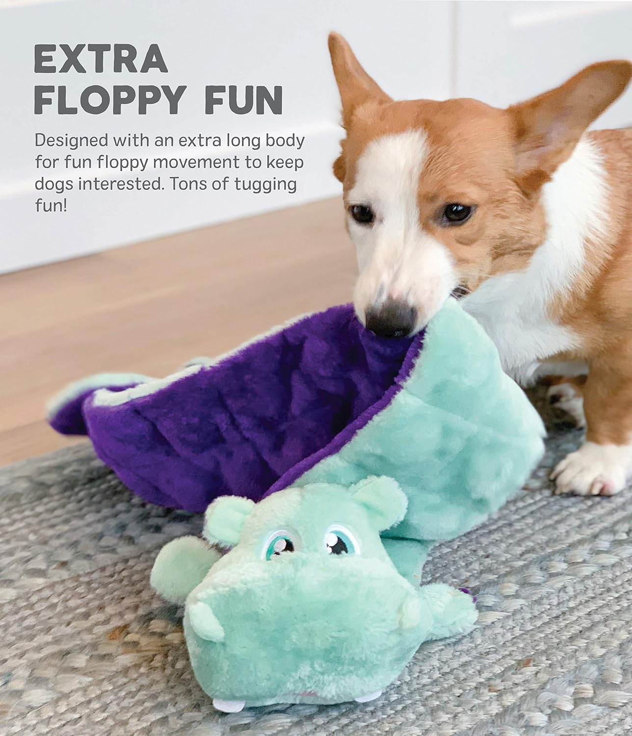 Outward Hound Squeaker Matz Plush Hippo Dog Toy, XXL image number 2