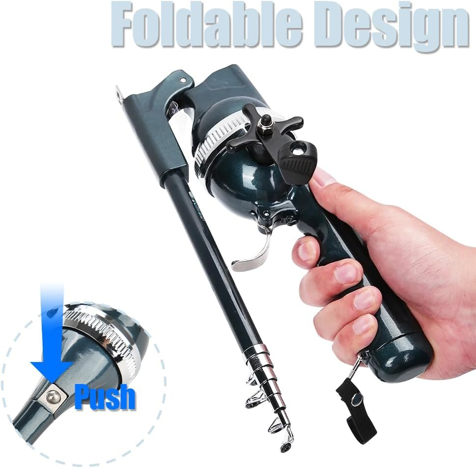 Fishing Rod, Lightweight ABS Stainless Steel Folding Integrated Fishing Pole and Enclosed Reel Portable Tackle Accessory for Kids Adults Travel Saltwater Freshwater Fishing image number 4