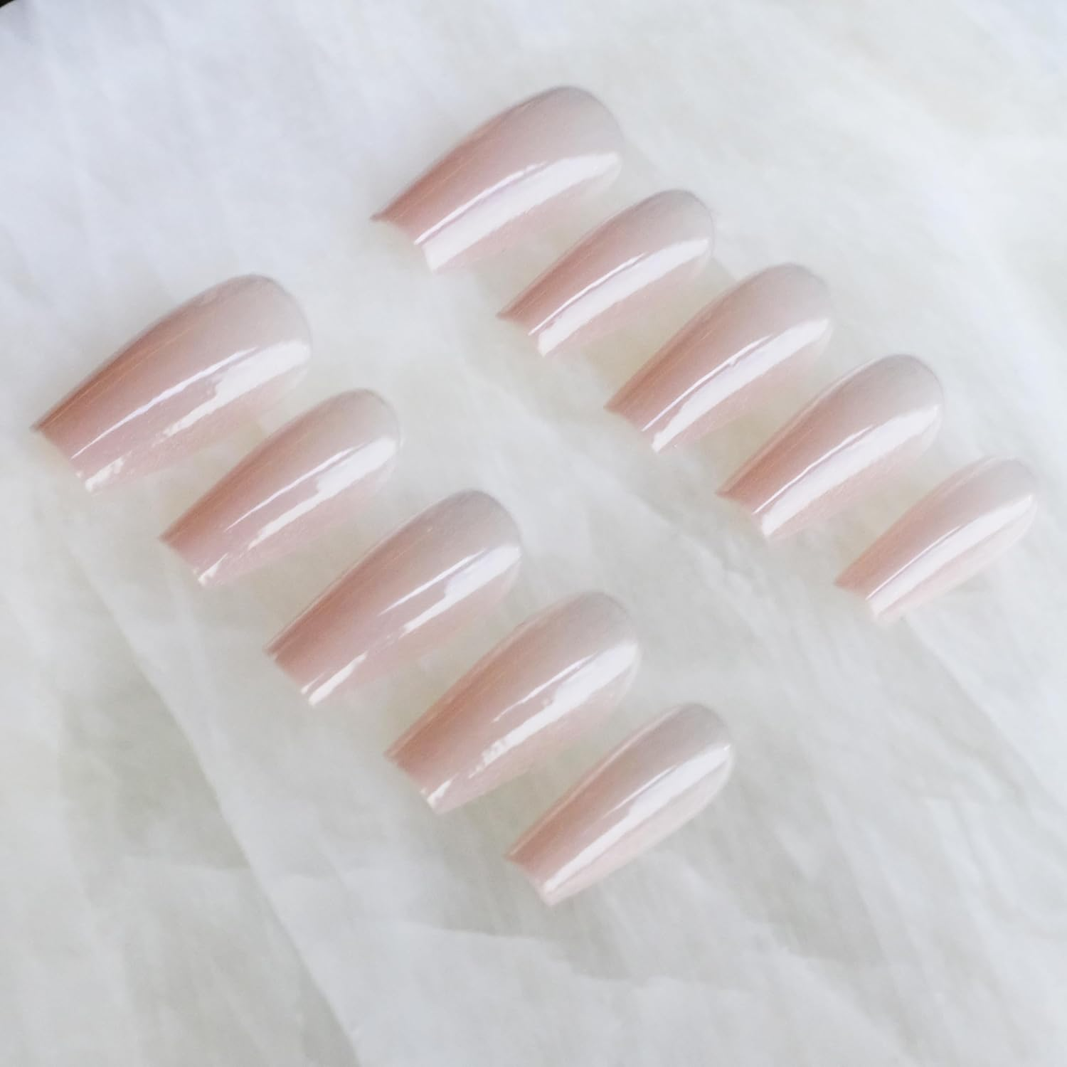 Glossy Cat Eye Ballerina Press-On Acrylic Nails, Coffin Style (Pink, XS) image number 2