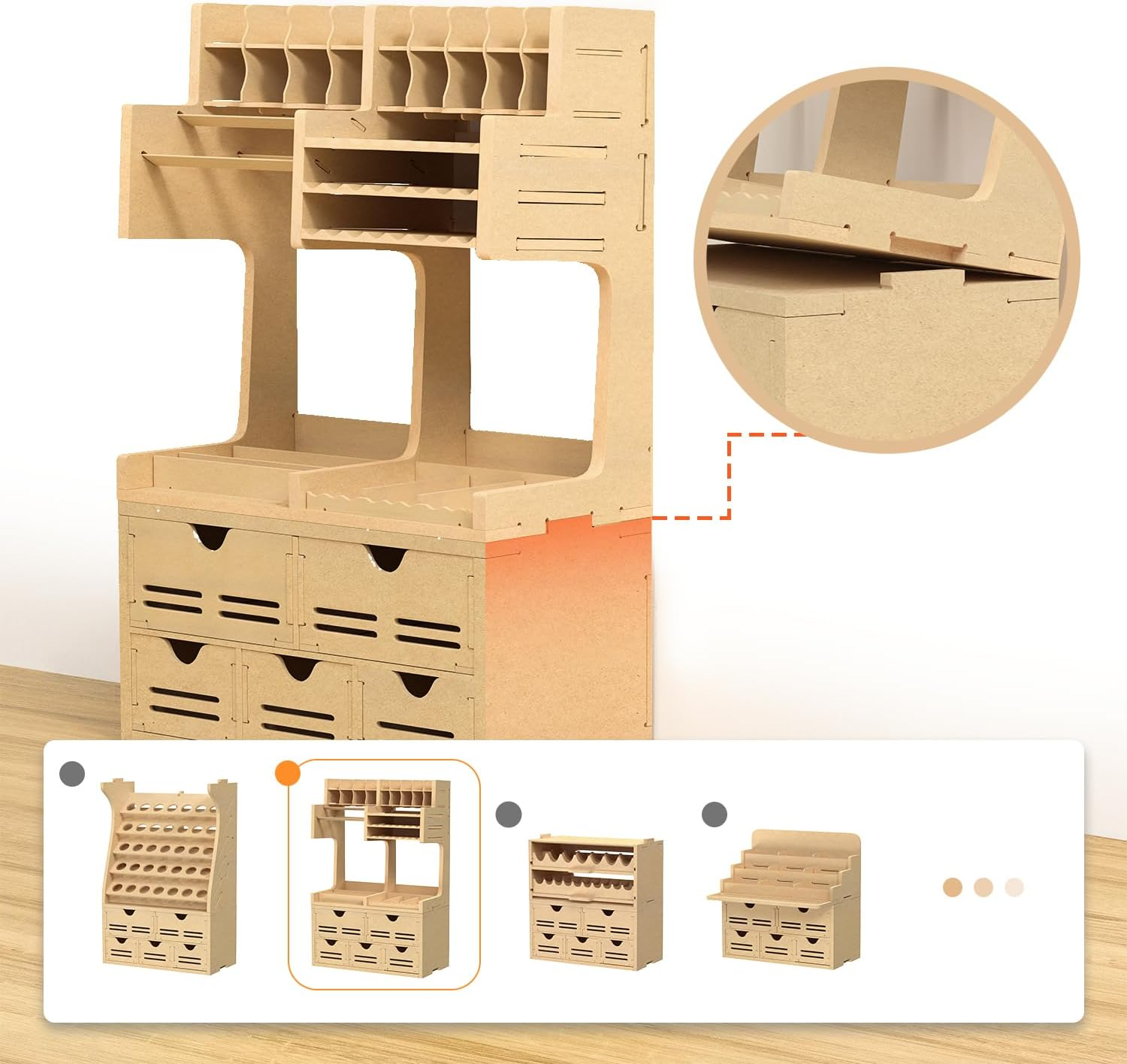 Plastic Model Kit Tool Storage Rack, Drawer Hobby Modeling Tool and Parts Storage,Wooden Paint Organizer with MDF Material, Craft Supplies Storage for Tamiya Gundam Tools, GK2 image number 5