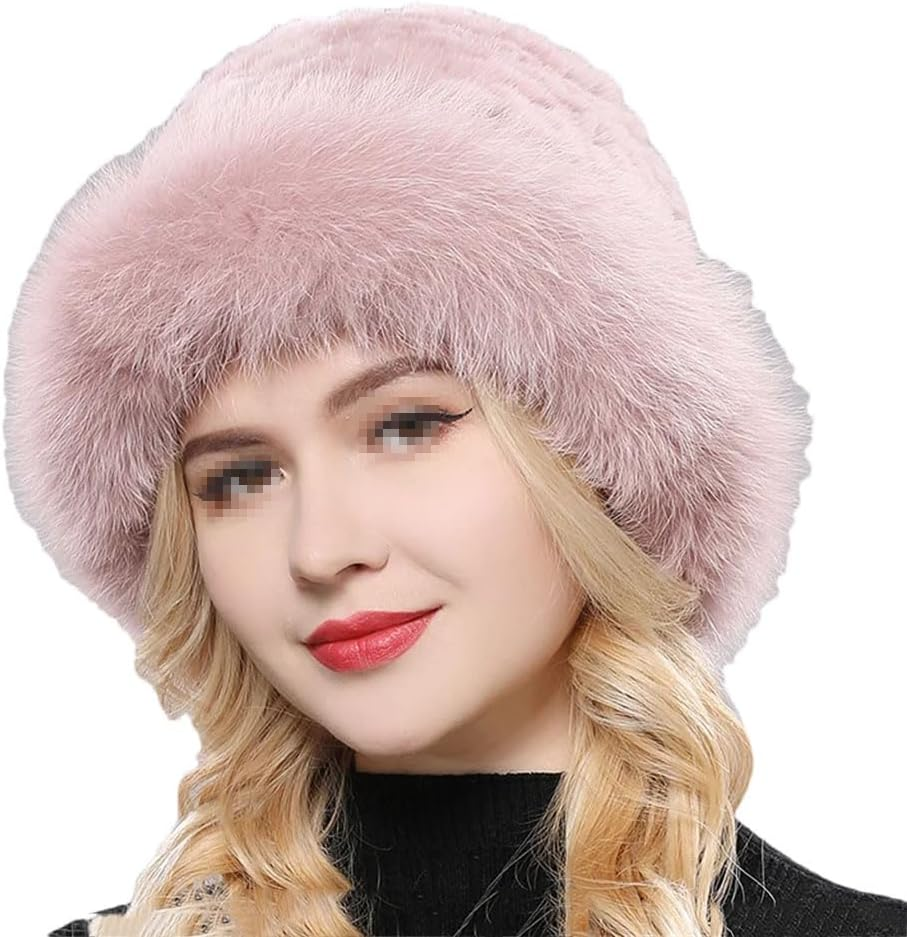 Keusyoi Luxury Women Winter Hat Fur Russian Hats Lady Fur Cap Beanies Warm Soft Fluffy Fur Hat