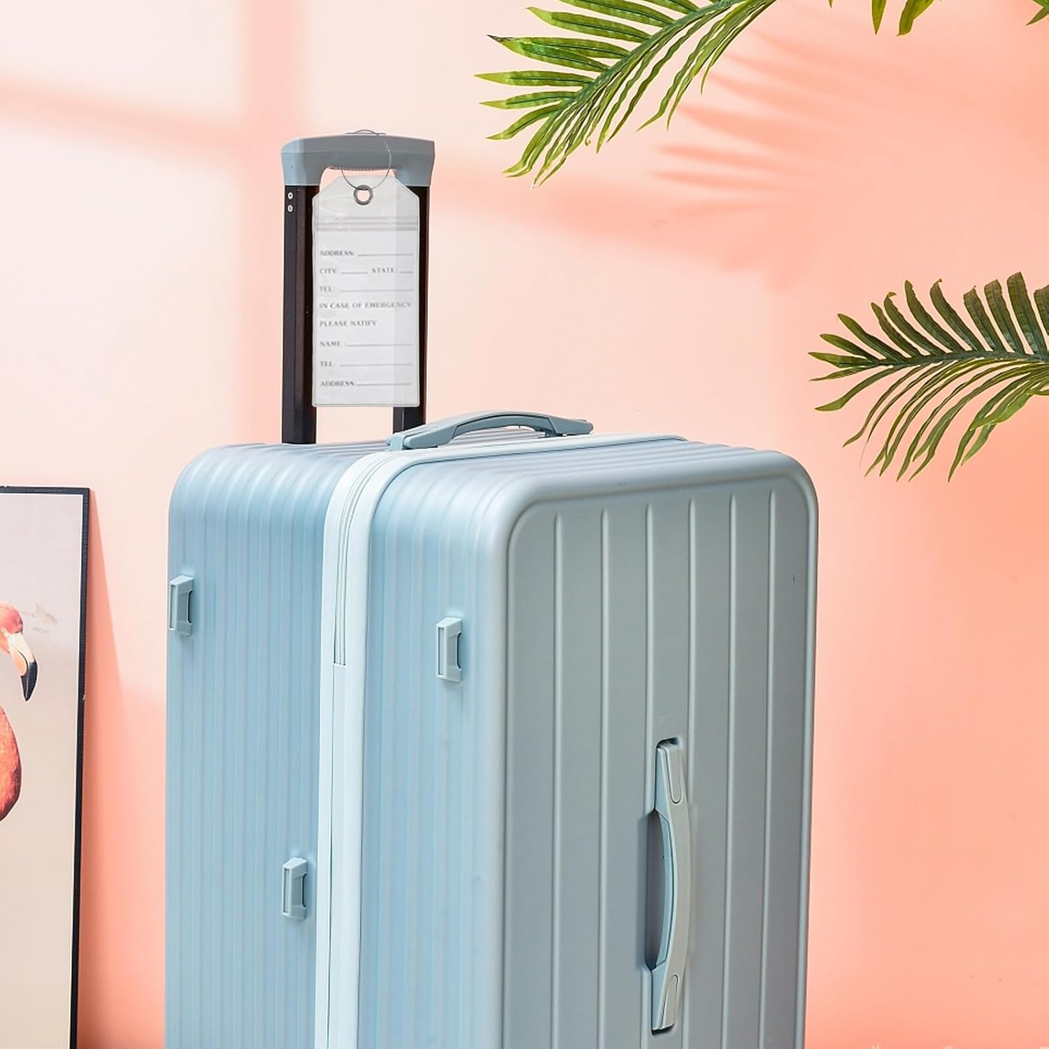 GLSTOY 5Pcs Clear Luggage Tag Holders PVC Id Badge Cases with Lanyards for Travel Essentials Cruise Ships Suitcases Sports Gear and Pet Carriers Protective Covers for Name Tags