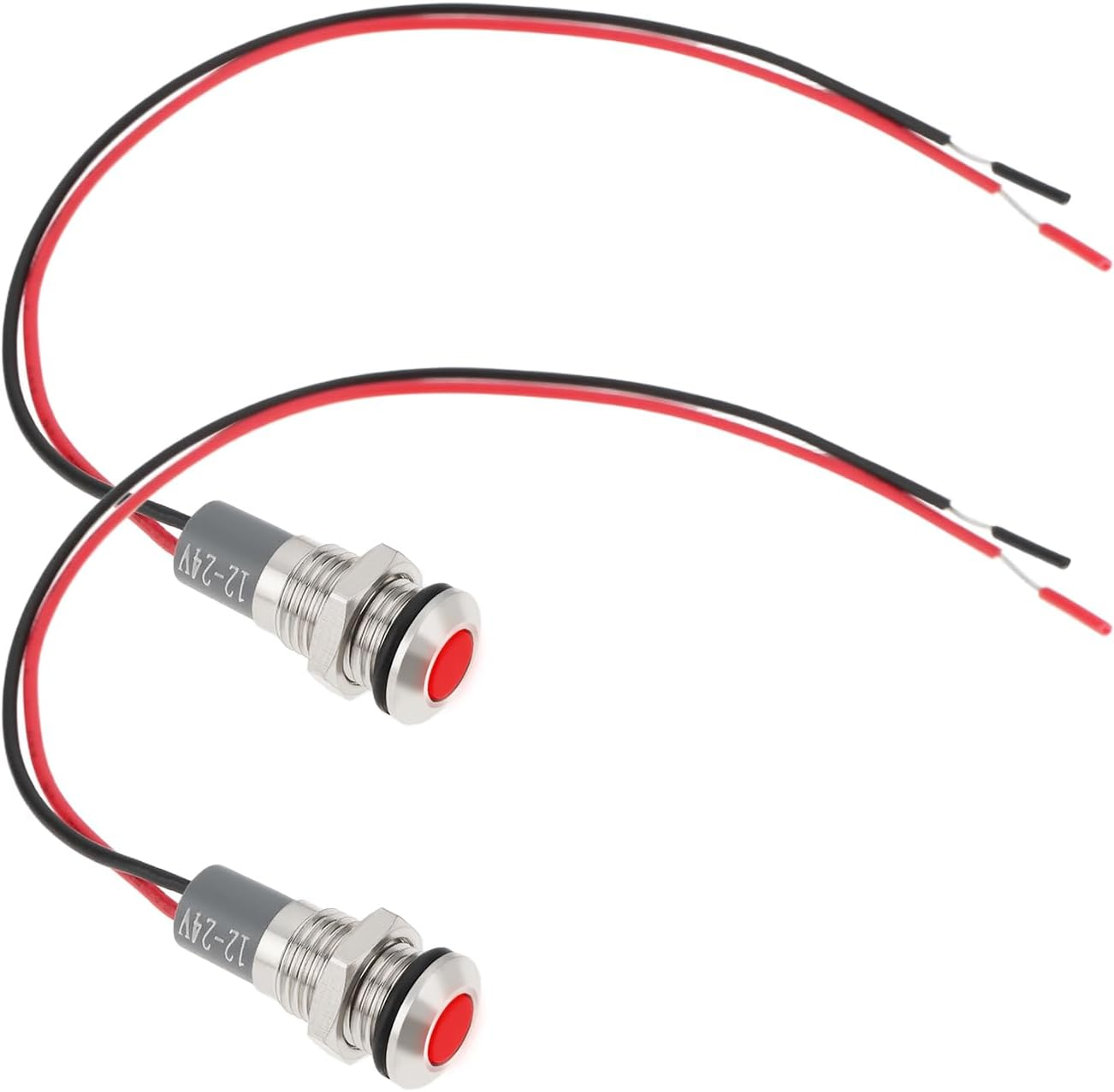 Emagtech 2Pcs AC/DC 12V-24V 8Mm Panel Mount LED Signal Indicator Metal Shell Warning Lamps, Green