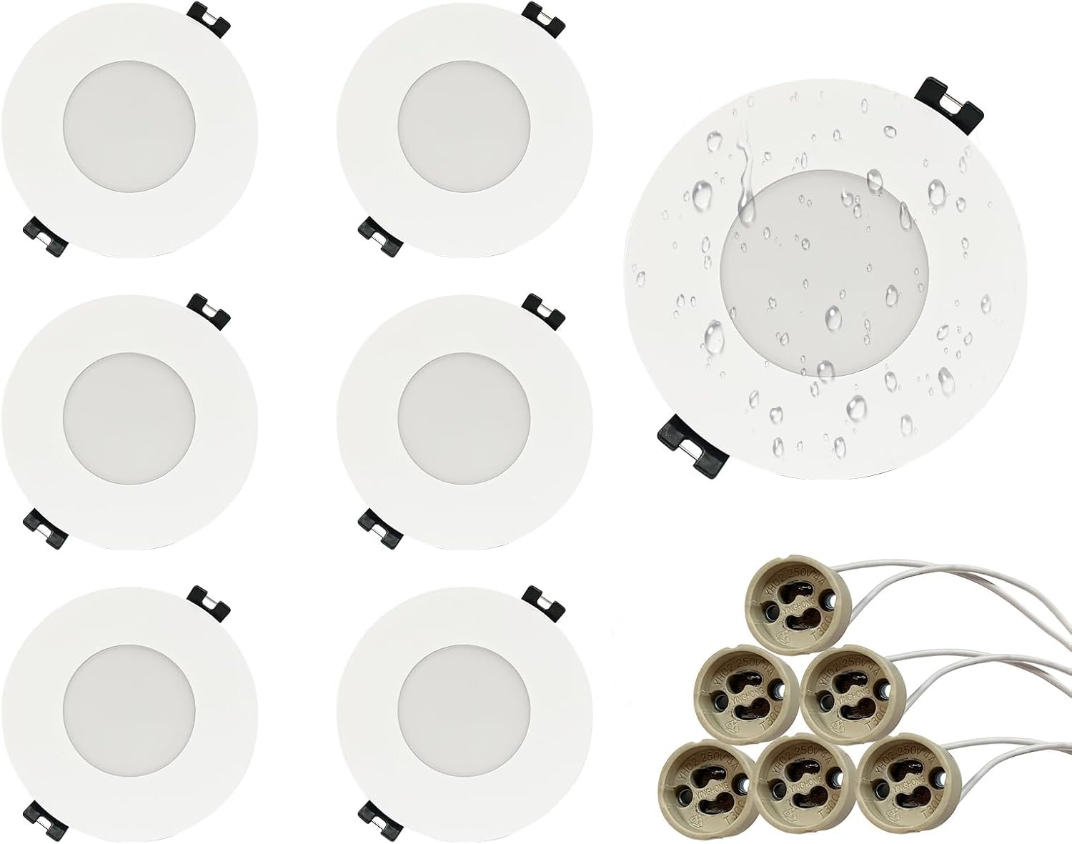 GY 12 LED Recessed Spotlights with GU10 Socket, LED GU10 Mounting Frame Ceiling Spot White round for MR16 LED or Halogen Bulbs, 35&deg; Swivel, Diameter 75 X 100 Mm Large Hole Diameter, Bulb Not Included