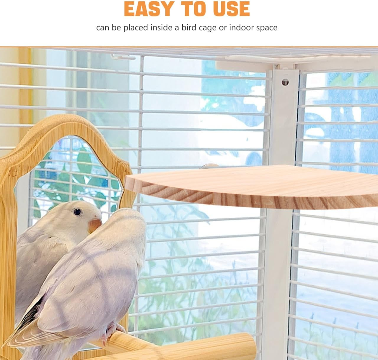 Didiseaon Bird Perch Platform for Parrots Fan Shape Corner Shelf Durable Chew Resistant Stand for Budgies Cockatiels Conures Macaws African Greys Easy Installation image number 3