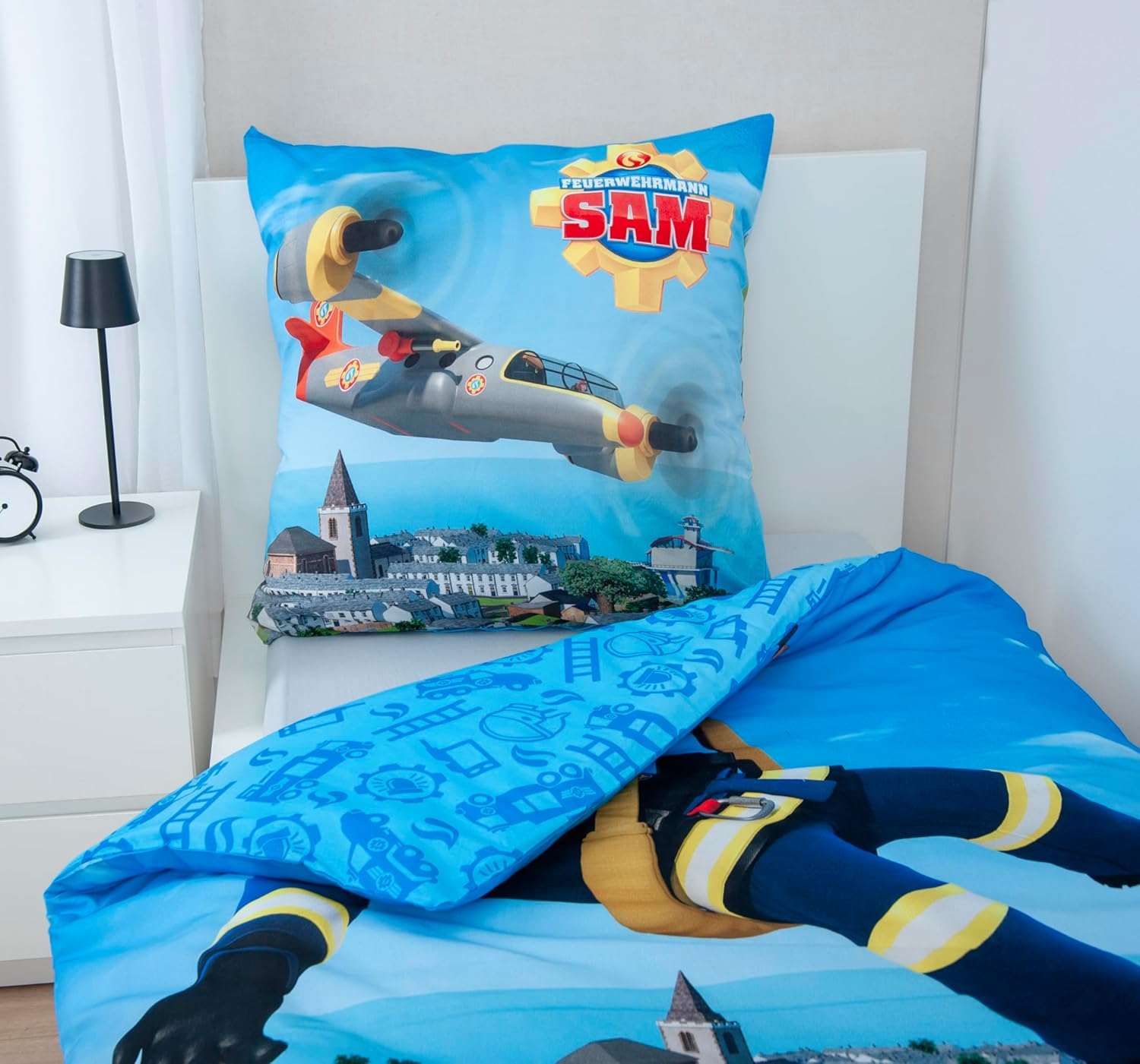 Herding Fireman Sam Bed Linen, Pillowcase Approx. 80 X 80 Cm, Duvet Cover Approx. 135 X 200 Cm, with Branded Zip, 100% Cotton/Renforc&eacute; image number 4
