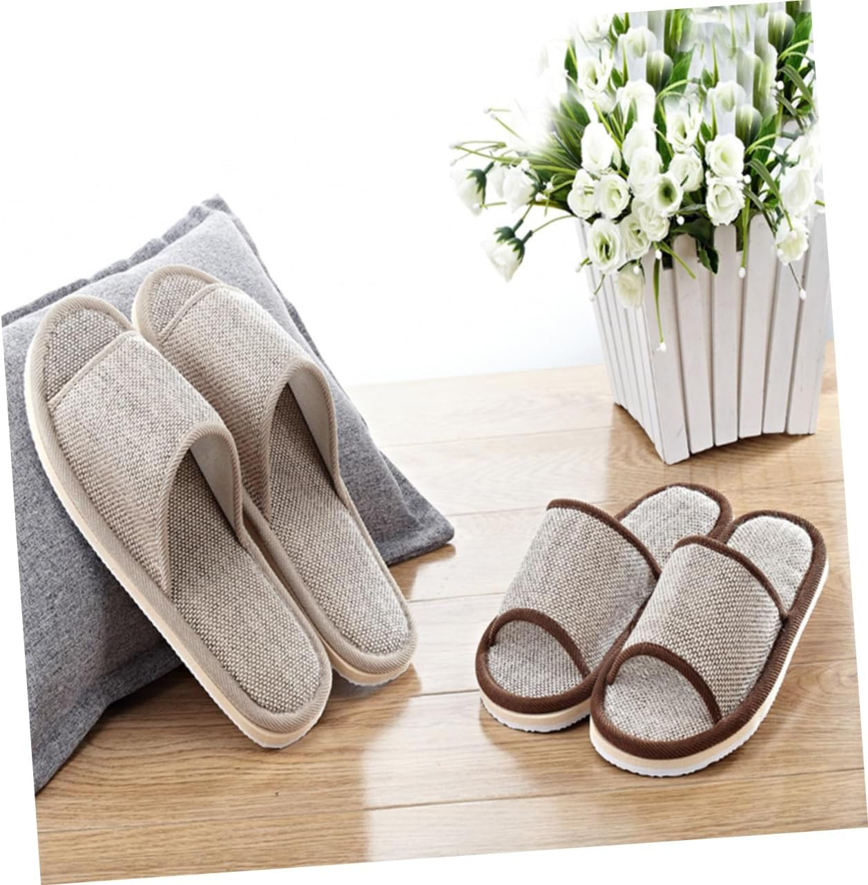 PACKOVE 2 Pairs of 29Cm Non-Slip EVA Slippers for Home and Hotel Open-Toe Linen Slippers for Adults Suitable for Size 40-43 Summer Footwear image number 5