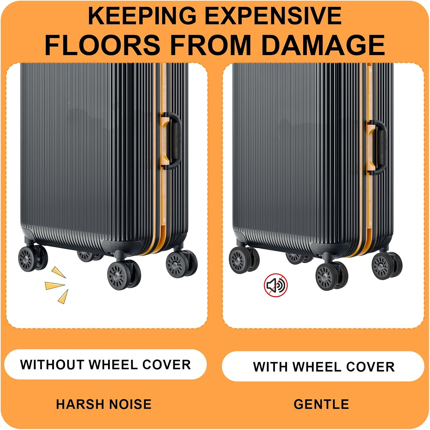 8Pcs Silicone Luggage Wheel Covers, Anti-Skid Suitcase Wheel Protector Covers Replacement, Noise-Proof Luggage Wheel Protection Caster Accessories for Most 8-Spinner Wheels Luggages, Black, image number 6