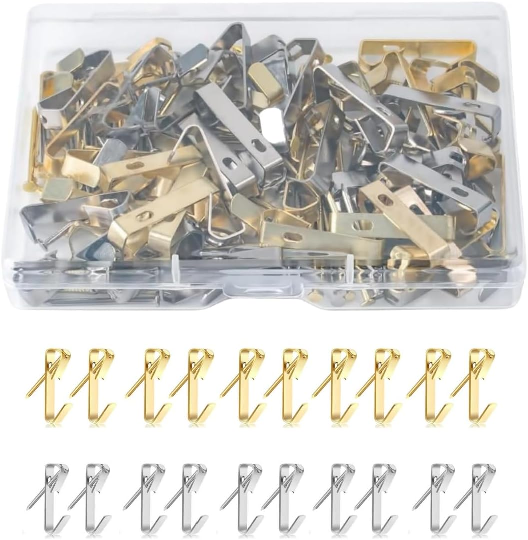 80 Pcs Picture Hanging,Picture Hooks for Hard Wall,Picture Frame Hooks for Pictures, Mirror,Clocks on Drywall and Wood Walls (Silvergold ) image number 3