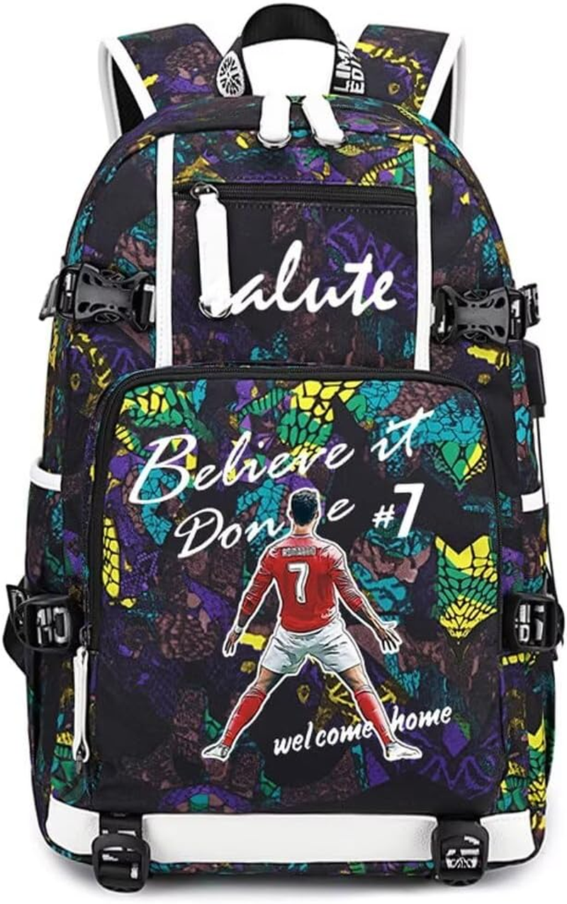 Soccer Player 7 Multifunction Backpack Travel Football Fans Bag (Blue 3)