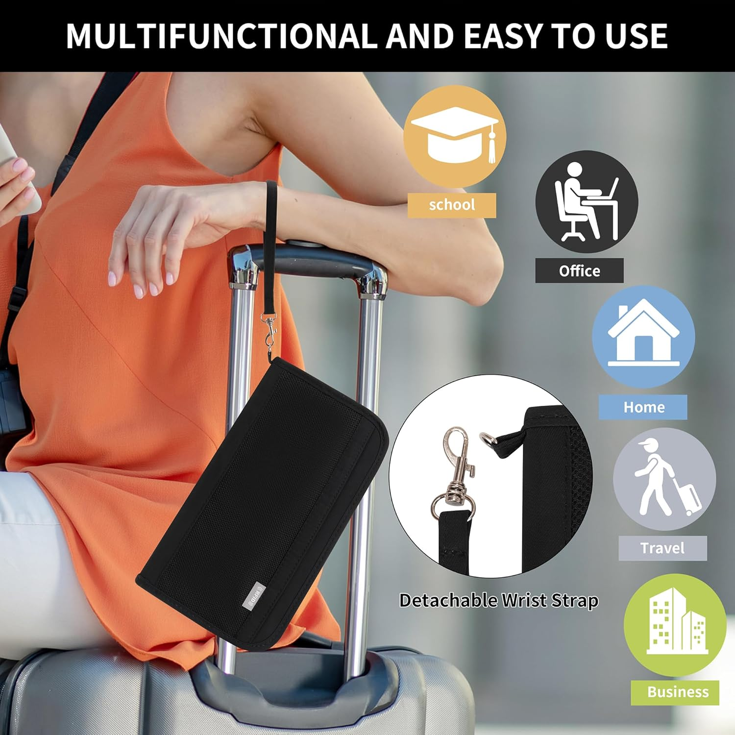 RFID Blocking Passport Holder Family Travel Holiday Wallet Accessories Document Organiser for Tickets Cash Passport ID Card Credit Cards Pen Waterproof Cover Travel Essentials Case for Women Men