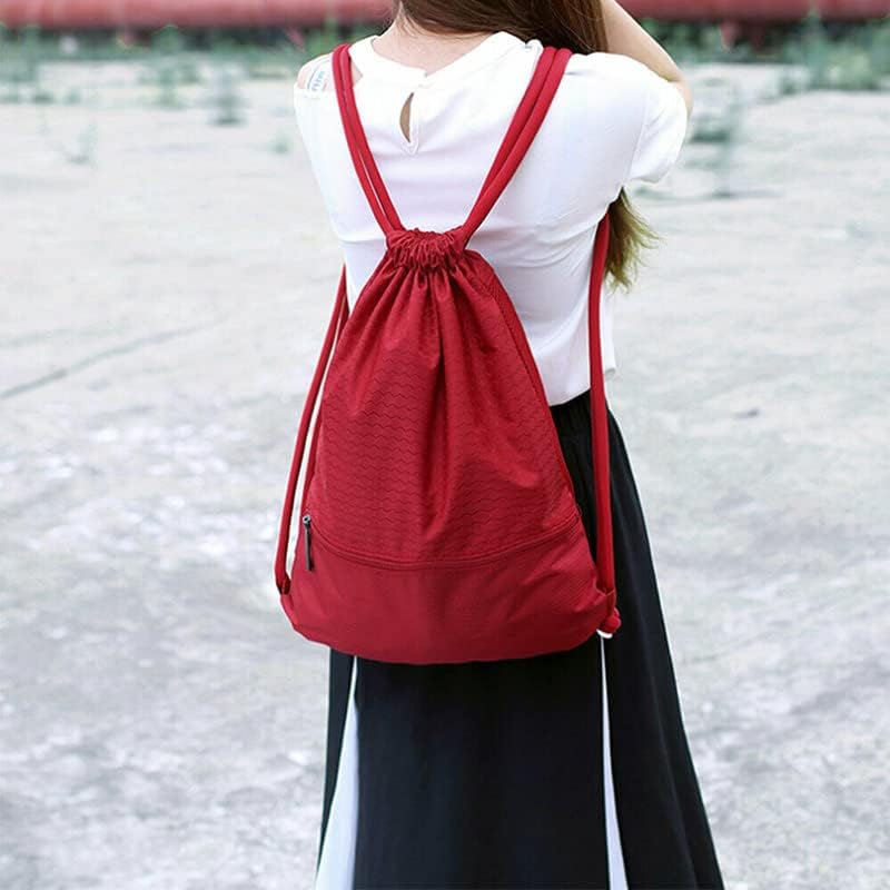 AIMALL Drawstring Backpack Waterproof Drawstring Bag String Bag with Zipper Sport Pack String Tote Gym Bag Cinch Sack for Gym or Traveling, Swimming Bag for Men, Women and Children image number 3