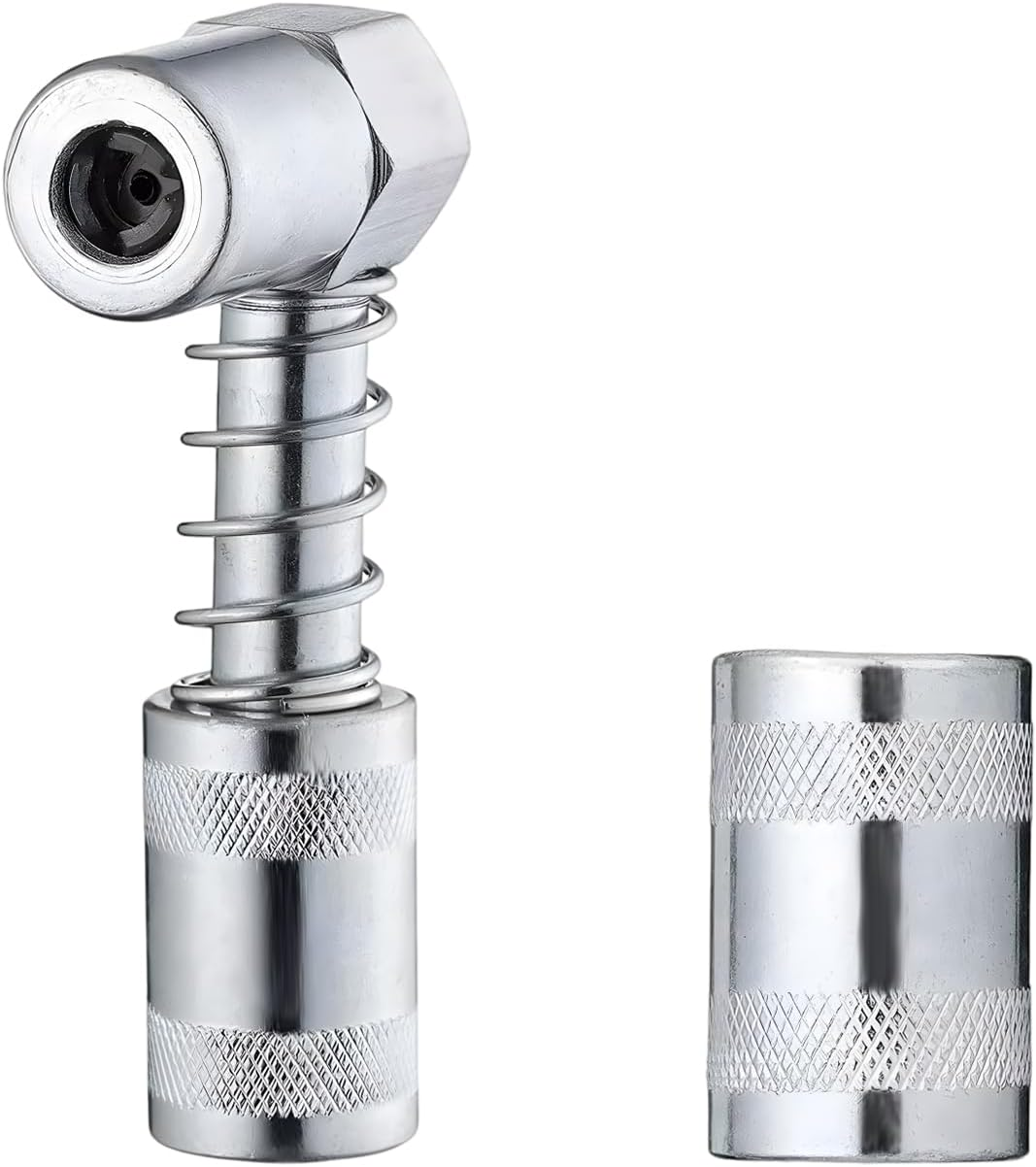 Wevdn 90 Degree Grease Coupler Adapter, Sturdy Steel Grease Coupler Adapter with Sleeves for Tight Spaces, Grease Gun Lubrication Tool for Car Farm Truck Industrial Use (Big Sleeve)