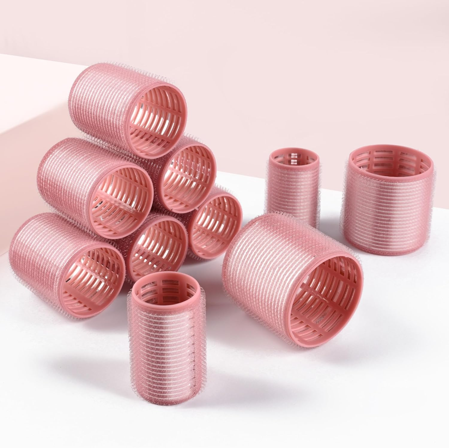 Wetore 26 Pcs Ceramic Thermal Hair Rollers Set,Hair Curlers for Blowout Look Long Medium Short Hair,Jumbo Self Grip Hair Rollers with Clips for Women(18 Rollers + 8 Stainless Steel Clips,Pink) image number 5