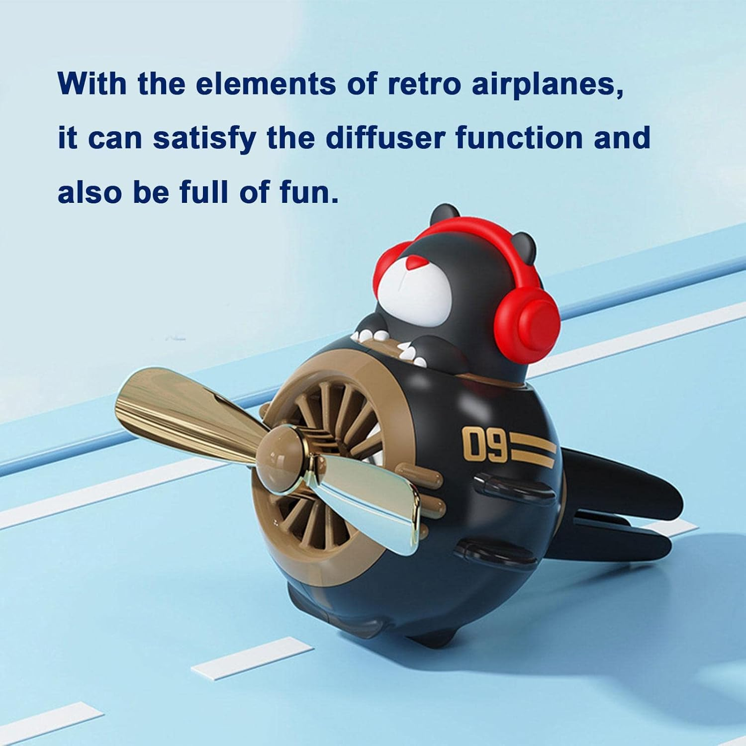 Diffuser Car Propeller,Cute Bear Pilot Car Air Freshener Propeller Fan - Rotating Propeller Automotive Air Fresheners Car Accessories Air Outlet Vent Fresheners Aromatherapy Ornament For - 2 Pcs Single Attribute image number 5