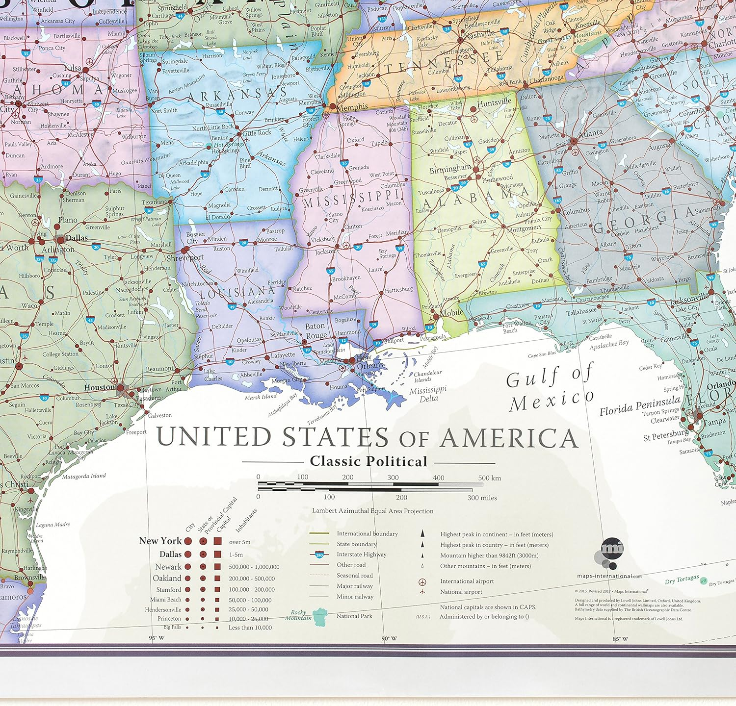 Maps International Classic USA Wall Map - Map of the USA Poster - Front Lamination &ndash; 24 X 36 image number 3