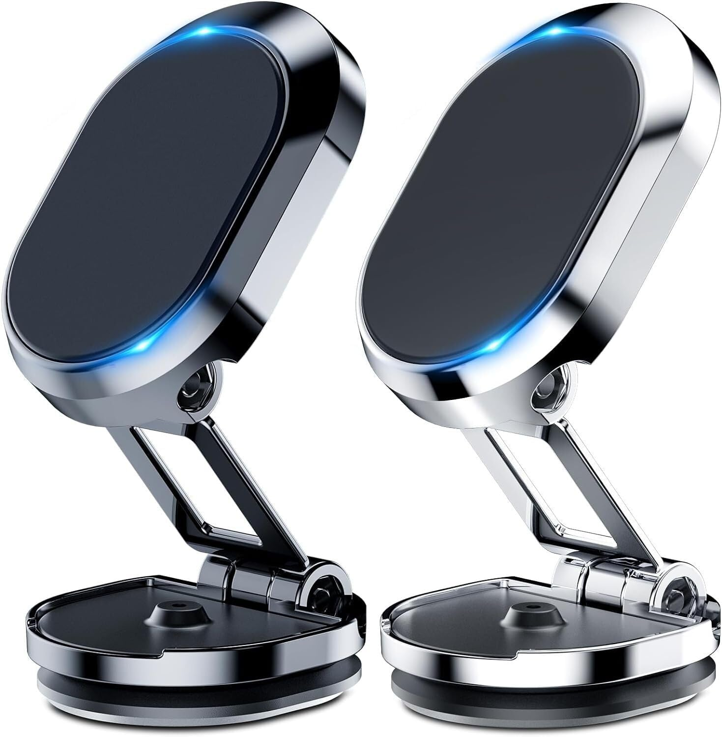 Tootoo Metal Magnetic Car Phone Holder Folding Magnet Dash Mount Mobile Phone Stand GPS Black/Silver (Black) image number 3