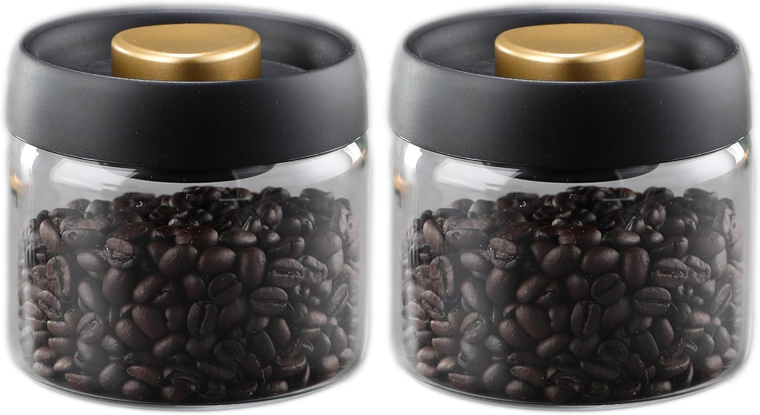 LOEZ Coffee Bean Storage Container Airtight, Lid Sealed with Press-Down Vacuum, Borosilicate Glass Coffee Canister, Food Storage, Coffee Bar for Ground Coffee, Tea, Beans, Spices (Transparent 60.9Oz)