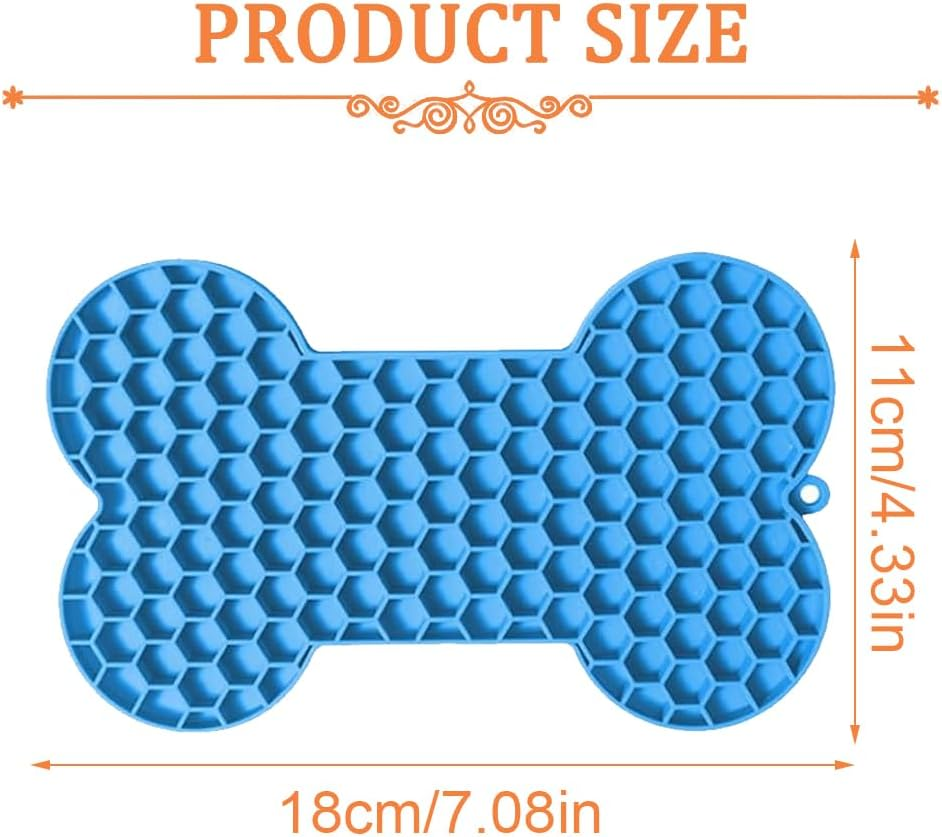 EIH Pack of 2 Dog Lick Mat with Suction Cup, Lick Mat Dog Bpa-Free, Lick Mat Cat, Slow Feeder Dog Lick Mat, Bone Shape, Dog Toy, for Dog Bathing, Training, Grooming and Claw Care, Red, Cm image number 5