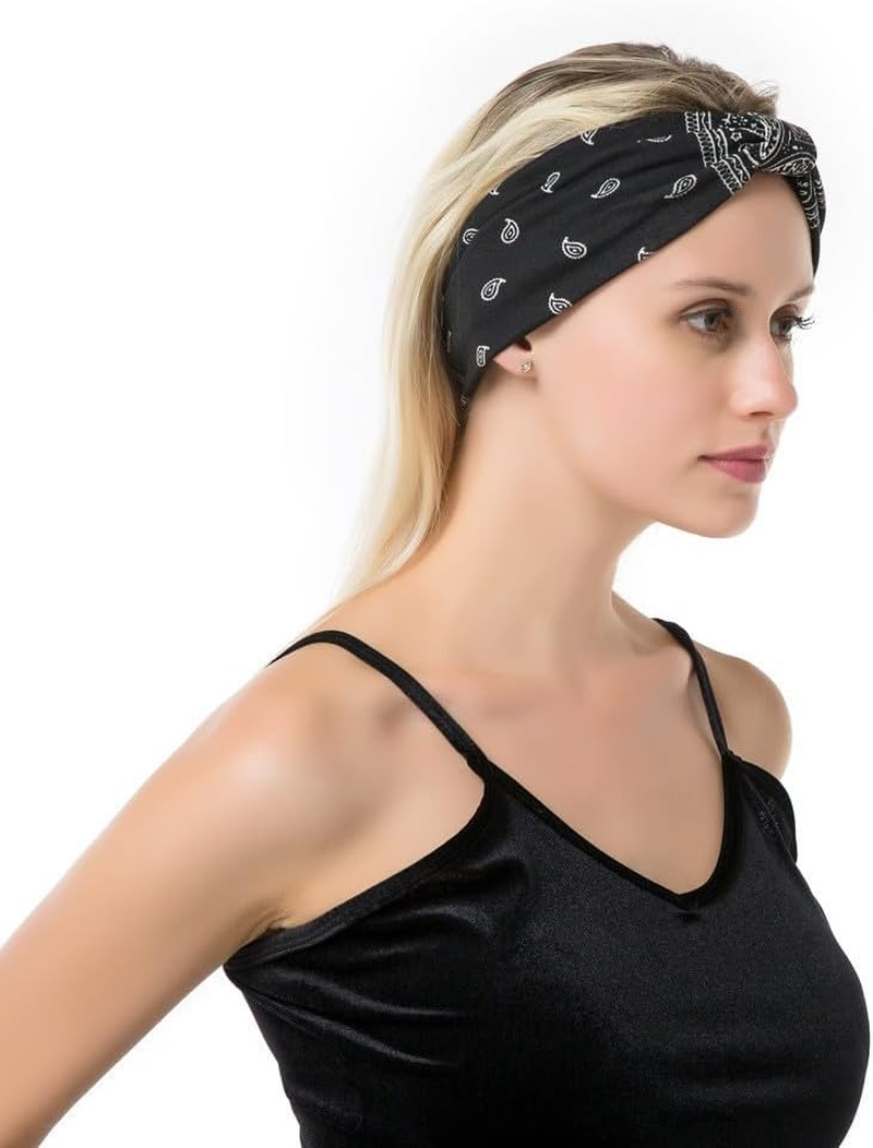 3PS Wide Bandanas Non-Slip Bandanas Soft Bohemian Bandanas Sweat Absorbing Bandanas image number 3