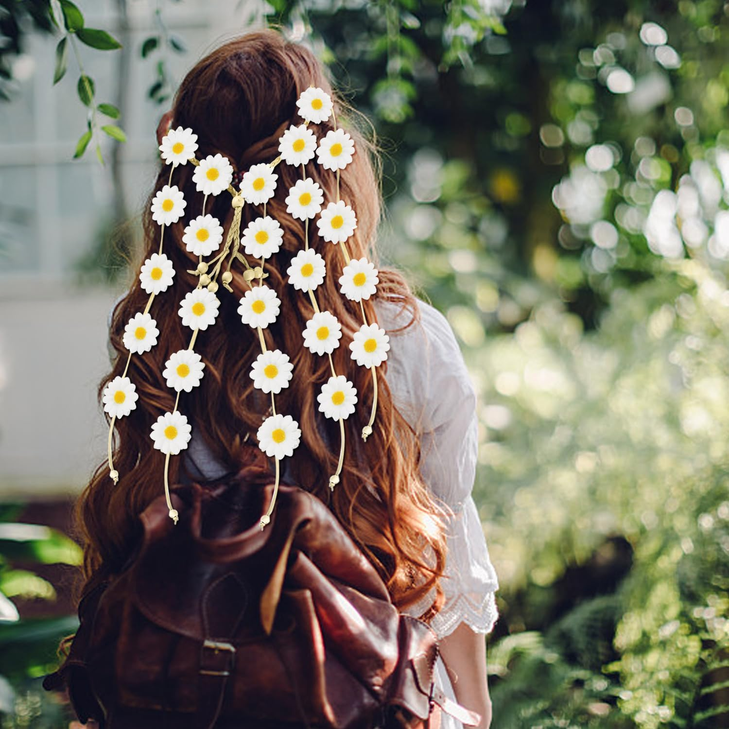 Pack of 2 Daisy Headband, Boho Headband, Daisy Headband, Adjustable Flower Headband, Scrunchie Headband, Sunflower Headband image number 3
