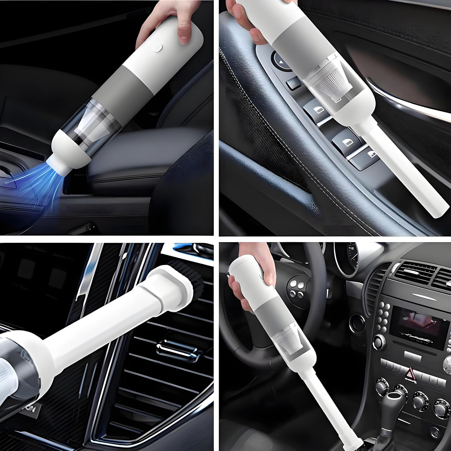 Car Vacuum Cleaner, Keyboard Cleaner,Cordless Handheld Vacuum, 3300Pa Suction Power, 120W Input, 1500Mah Rechargeable Battery, Portable Mini Vacuum for Car and Home, Available in White-Grey. image number 1