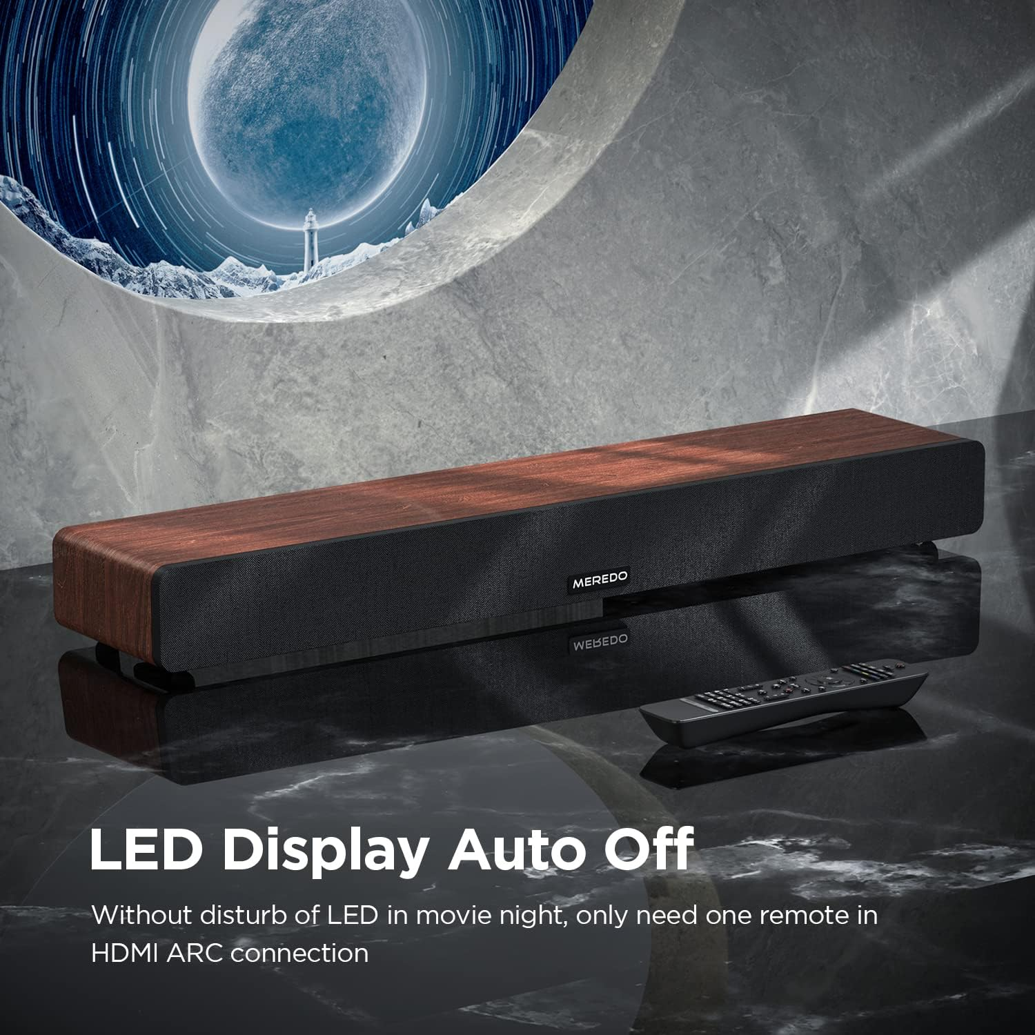 Sound Bar Wooden MEREDO Soundbar for TV with Built-In Subwoofer 165W 2.1CH with ARC Cable 5 EQ Mode (Adjust Bass & Treble) BT 5.0/Optical/Aux for Home Theater- 31 Inch, D47 Plus image number 4